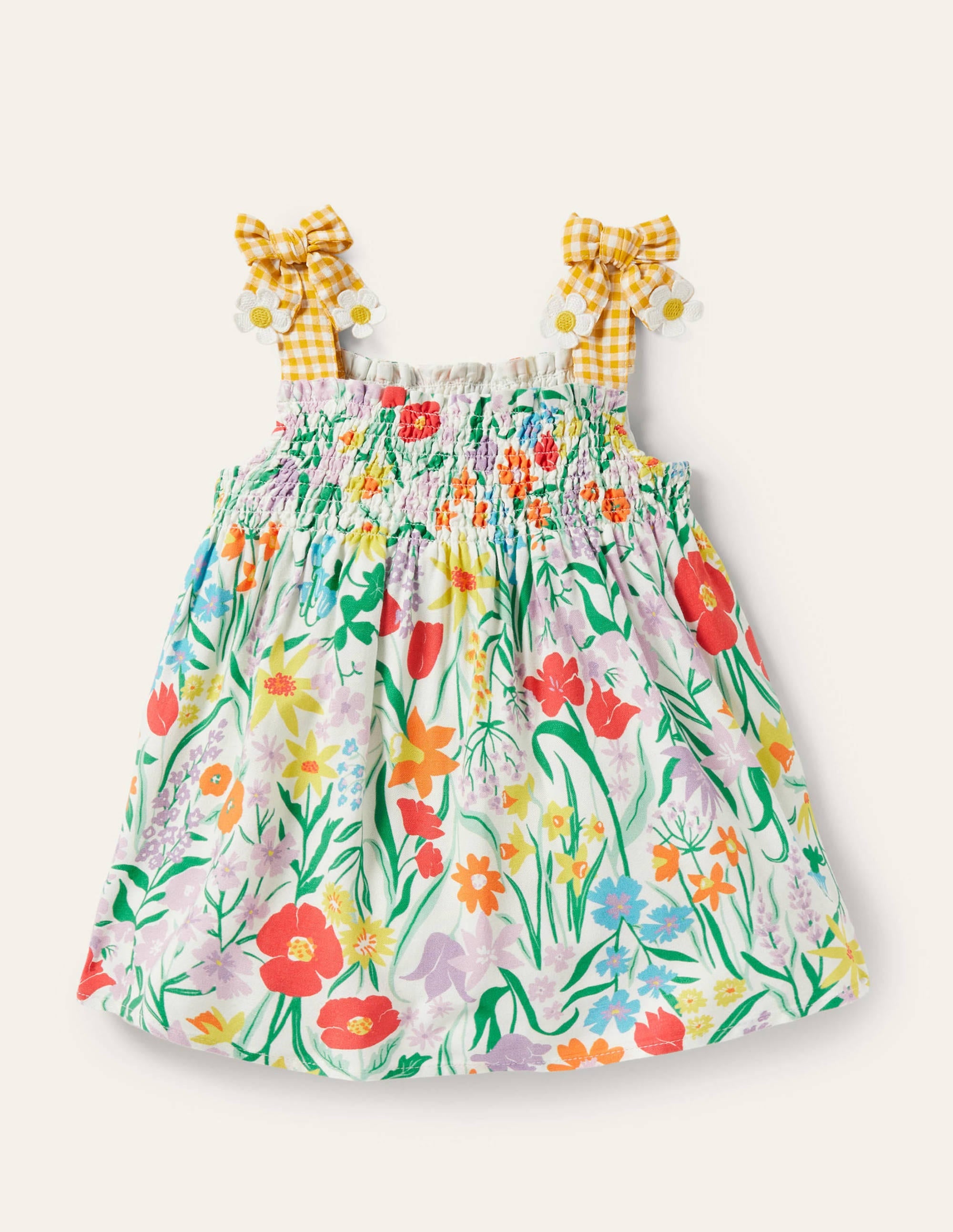 Tie Shoulder Smocked Top-Multi Spring Meadow - Image 1