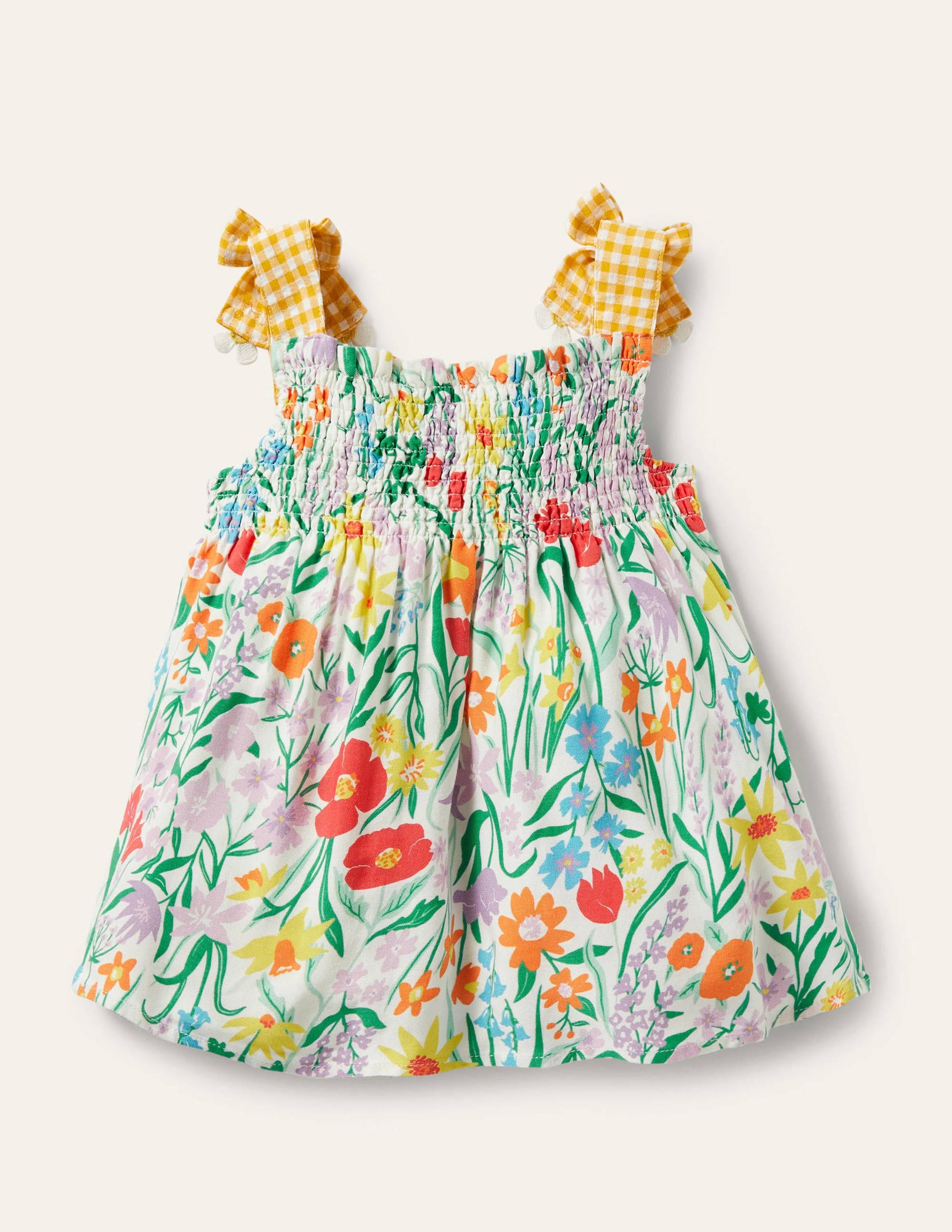 Tie Shoulder Smocked Top-Multi Spring Meadow-2