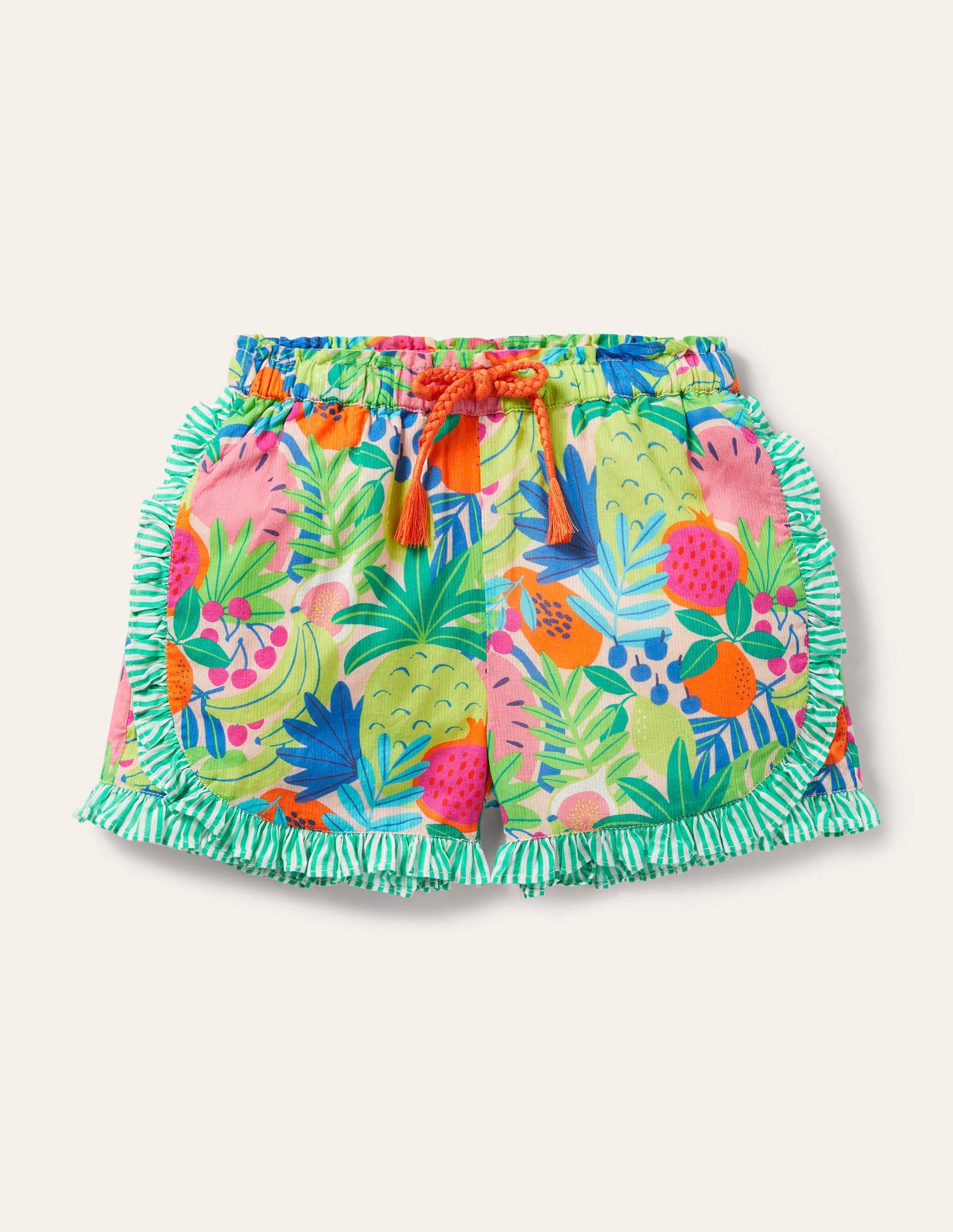 Hotchpotch Frill Shorts-Multi Tropical Fruit-1