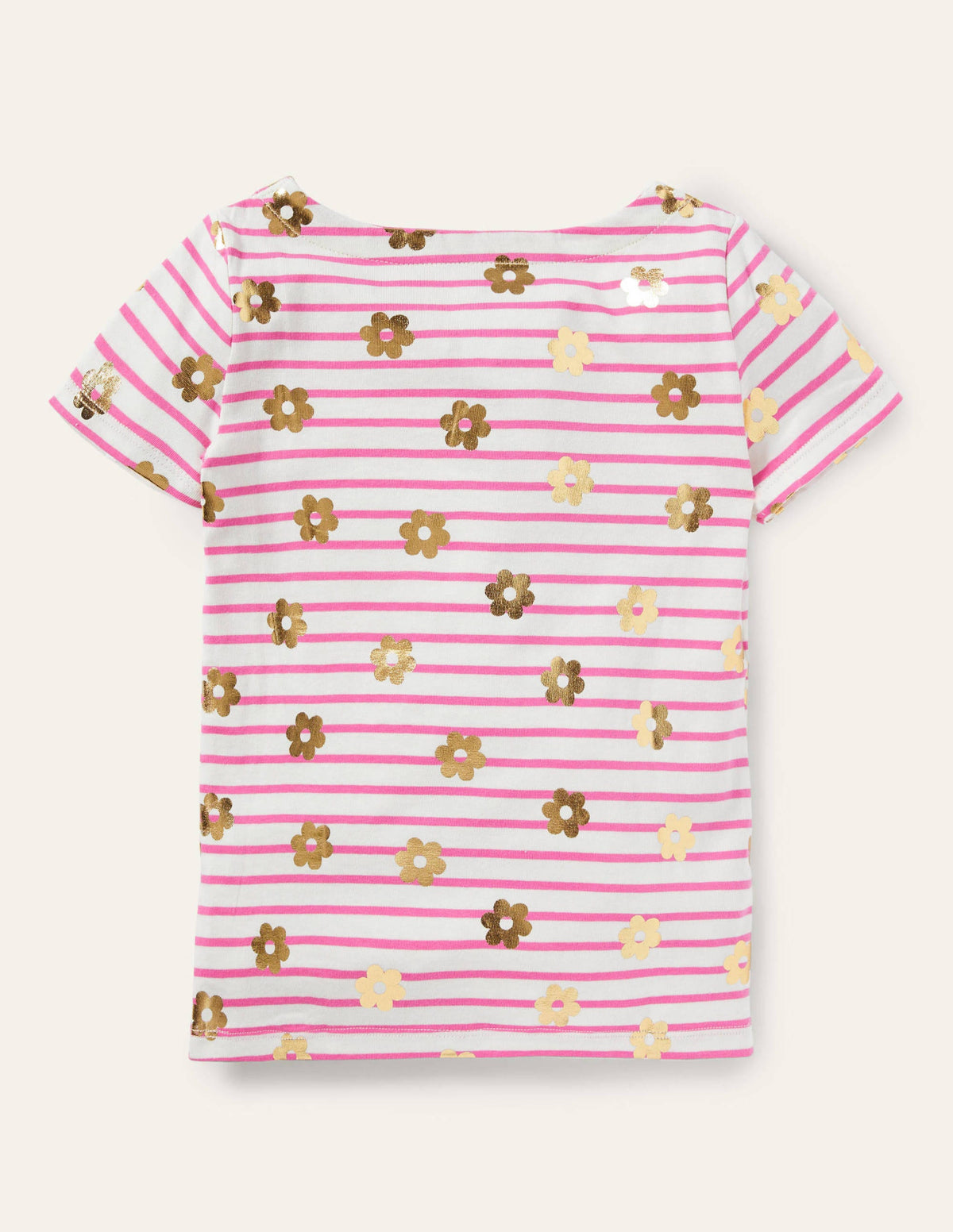 Short-sleeved Breton-Strawberry Pink/ Ivory Daisy - Image 2