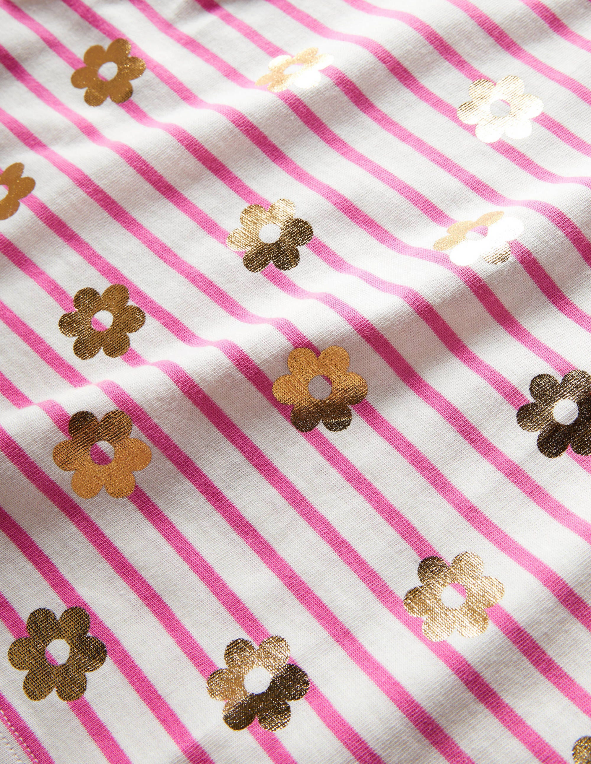 Short-sleeved Breton-Strawberry Pink/ Ivory Daisy - Image 3