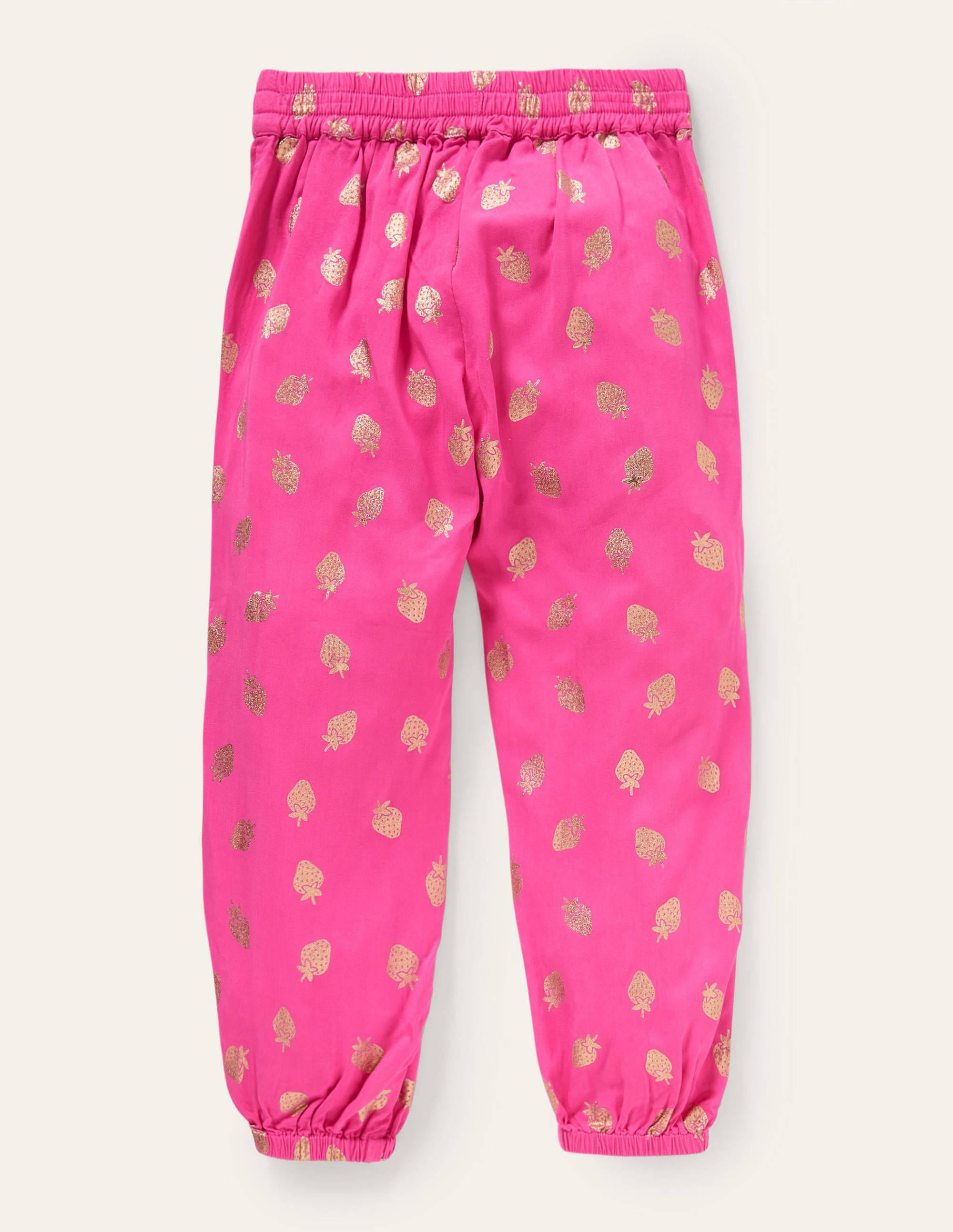 Relaxed Woven Printed Pants-Pop Pansy Pink Foil Strawberry - Image 2
