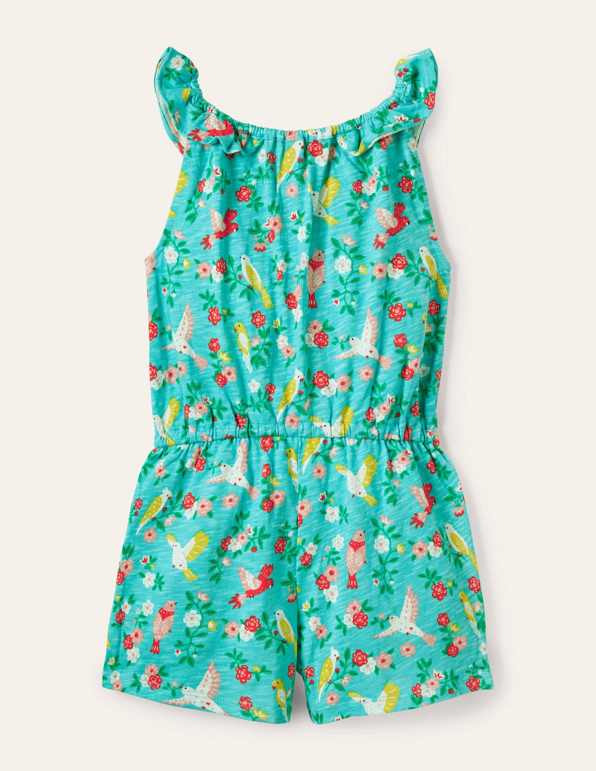 Charlie Pom Jersey Romper-Turquoise Tropical Garden-2
