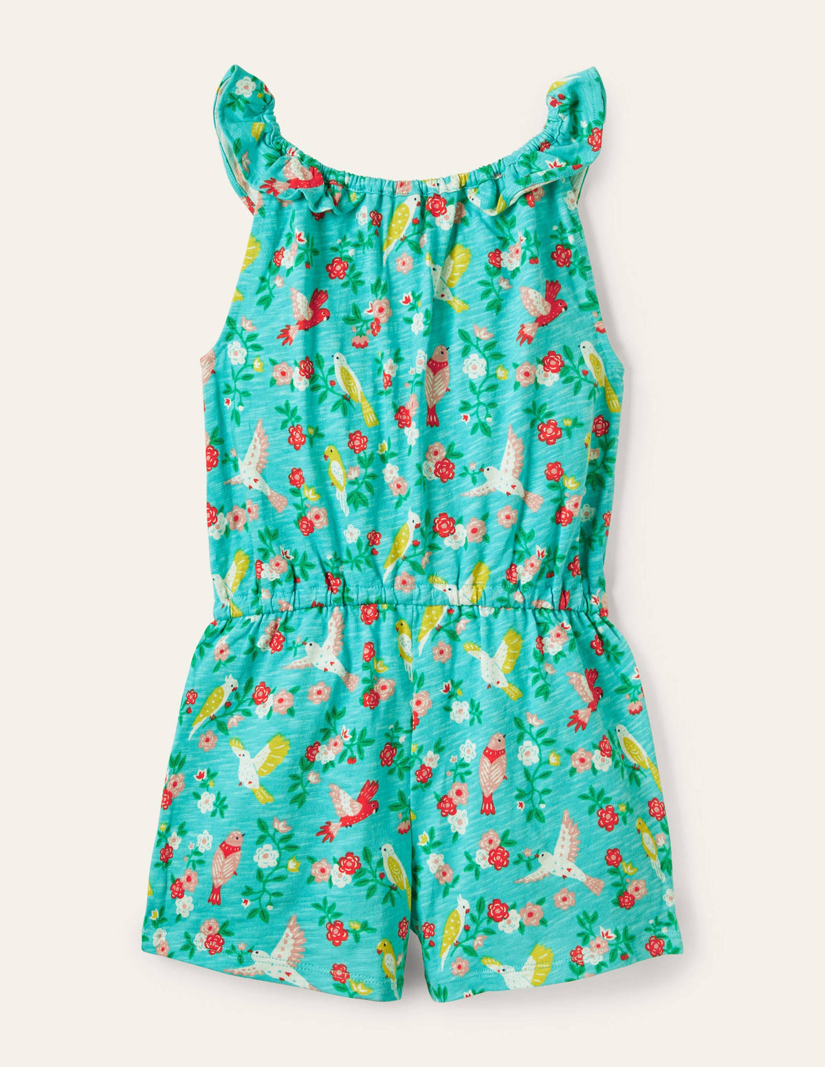 Charlie Pom Jersey Romper-Turquoise Tropical Garden - Image 2