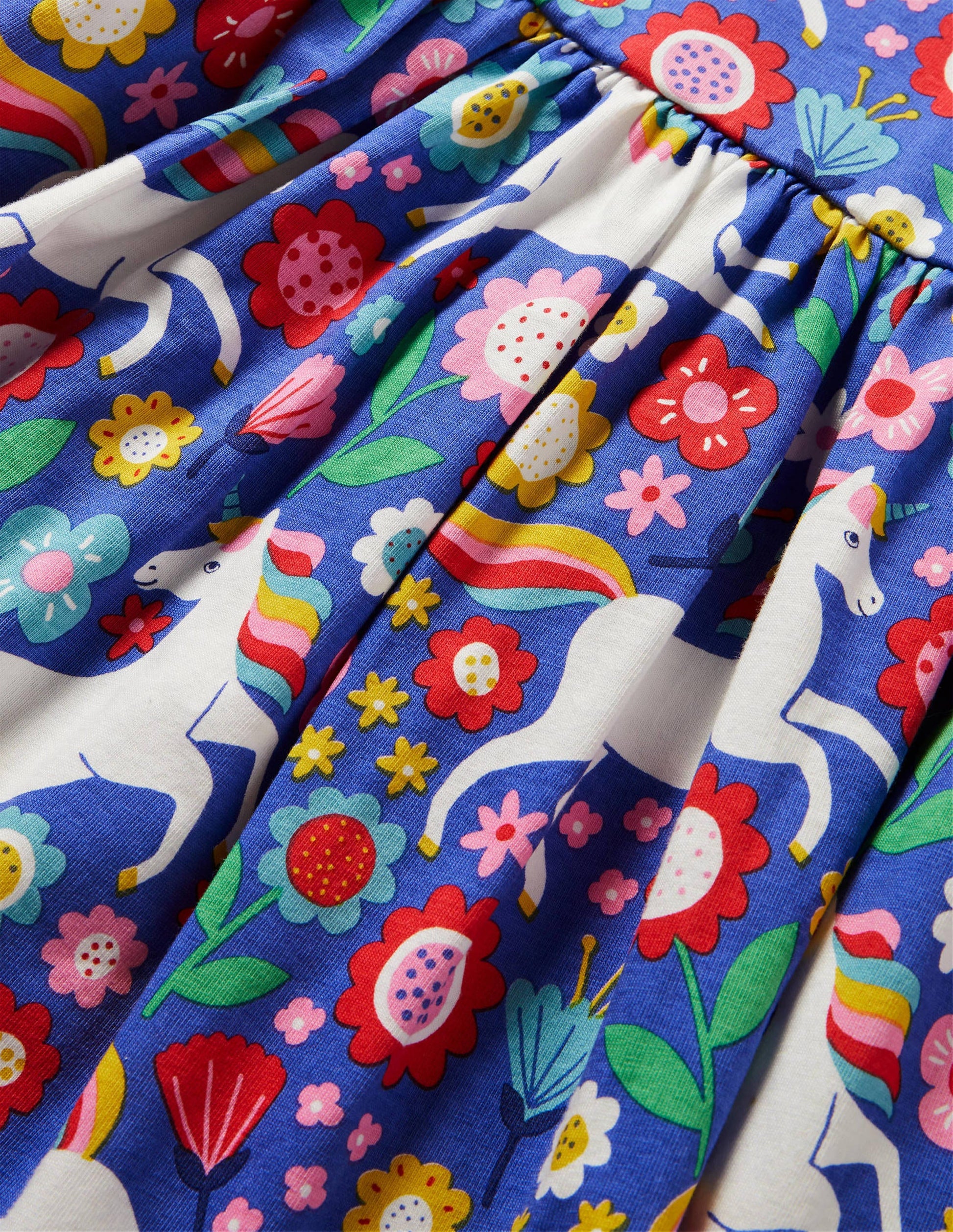 Short Sleeve Fun Jersey Dress-Bluebell Large Unicorn Floral-3