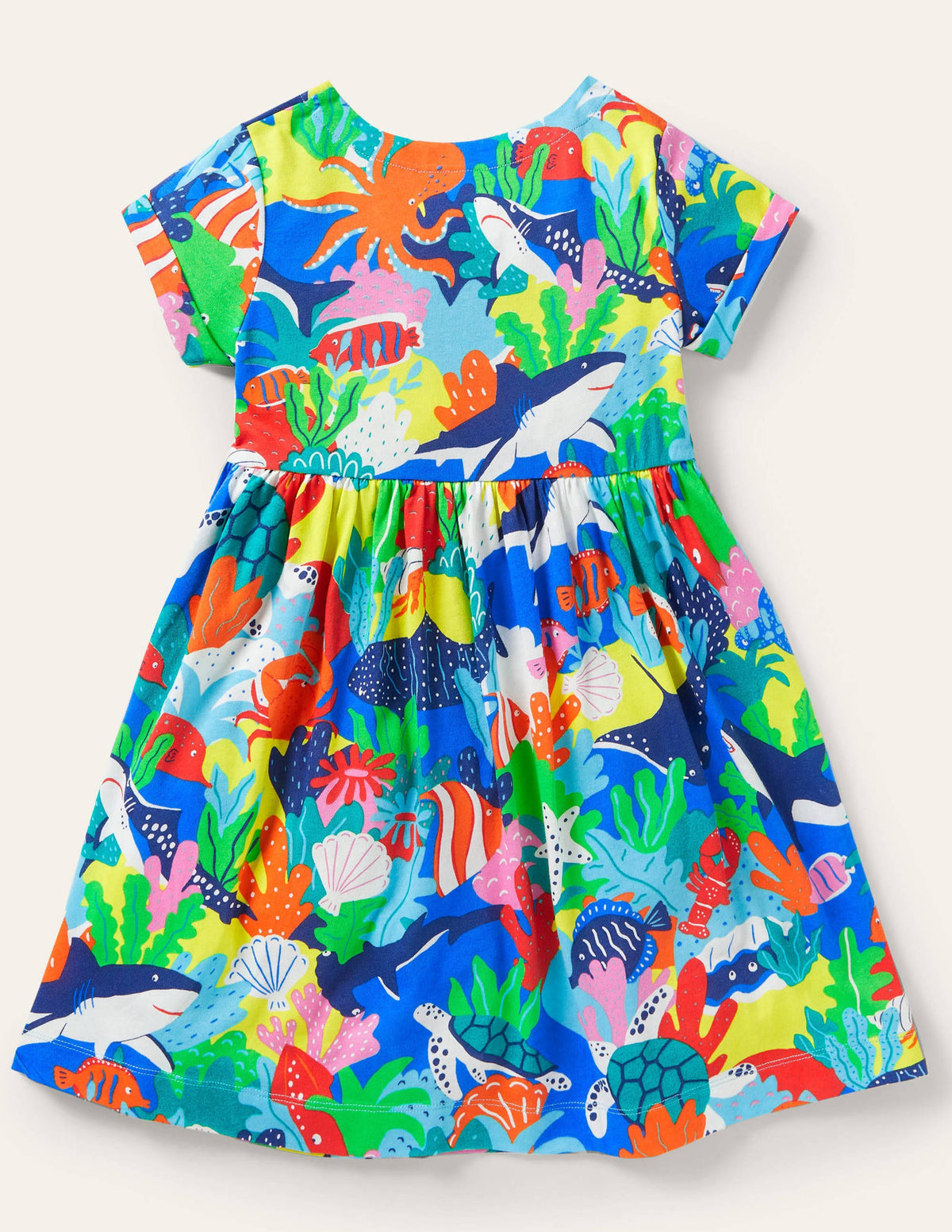 Short Sleeve Fun Jersey Dress-Multi Rainbow Reef - Image 2