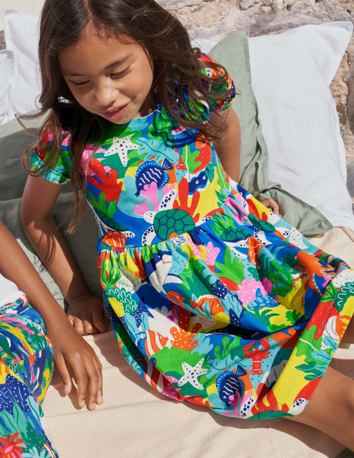 Short Sleeve Fun Jersey Dress-Multi Rainbow Reef-4