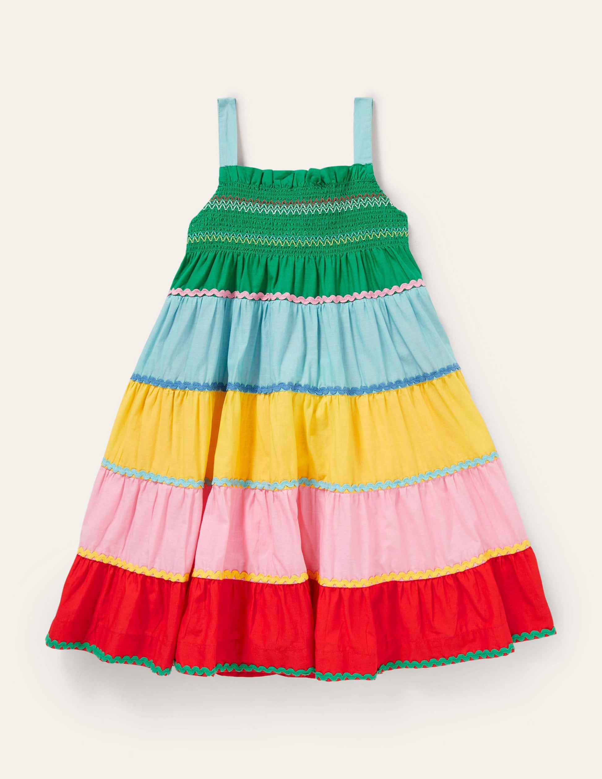 Smocked Sun Dress-Multi Colourblock-1