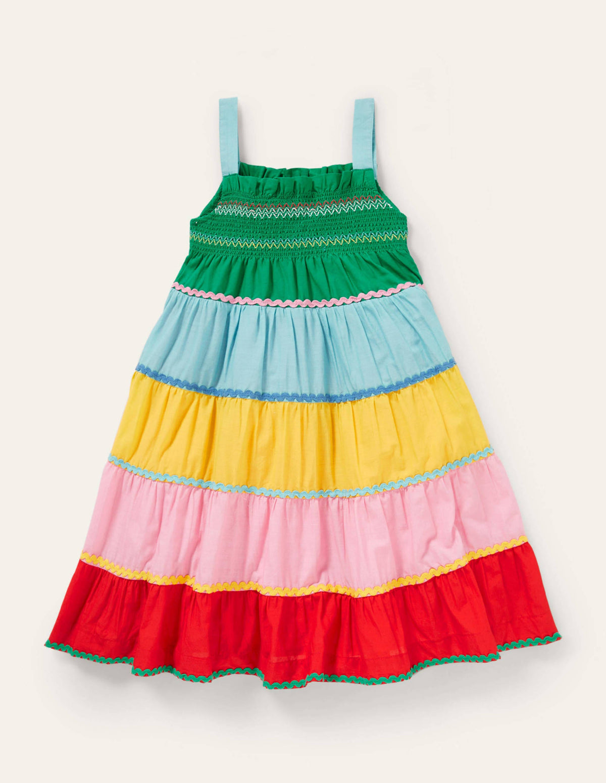 Smocked Sun Dress-Multi Colourblock-2