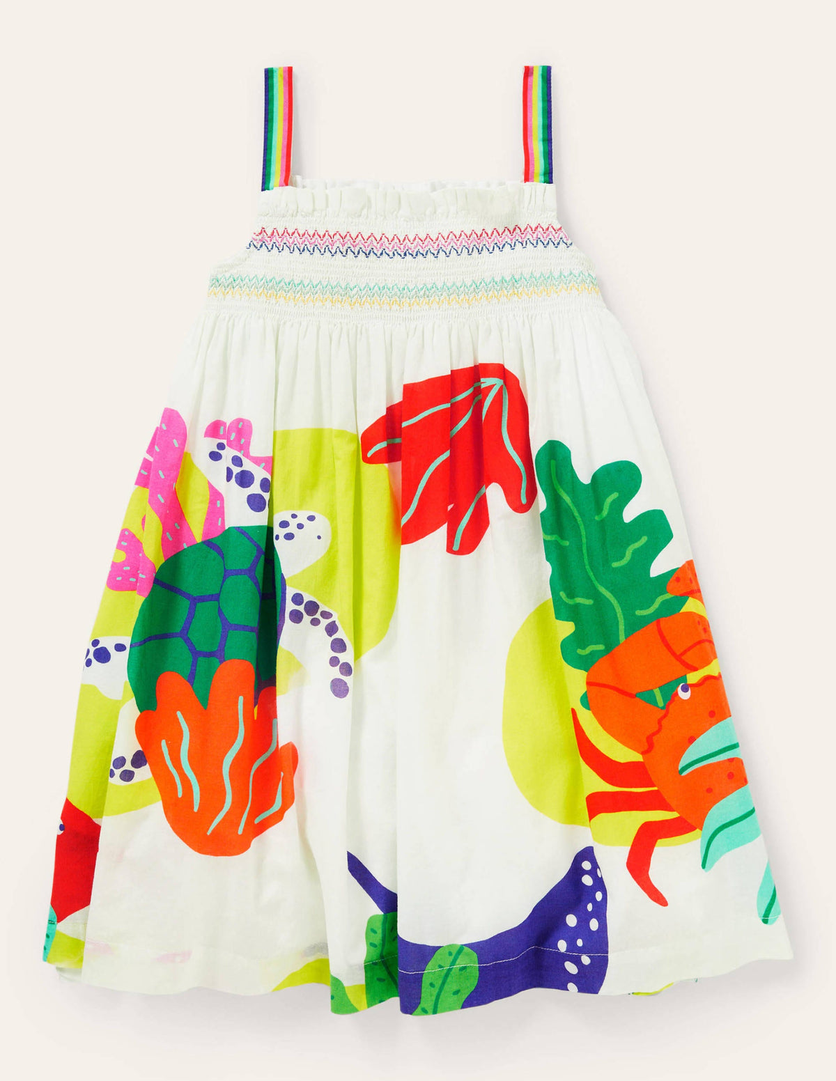 Smocked Sun Dress-Ivory Sealife-1