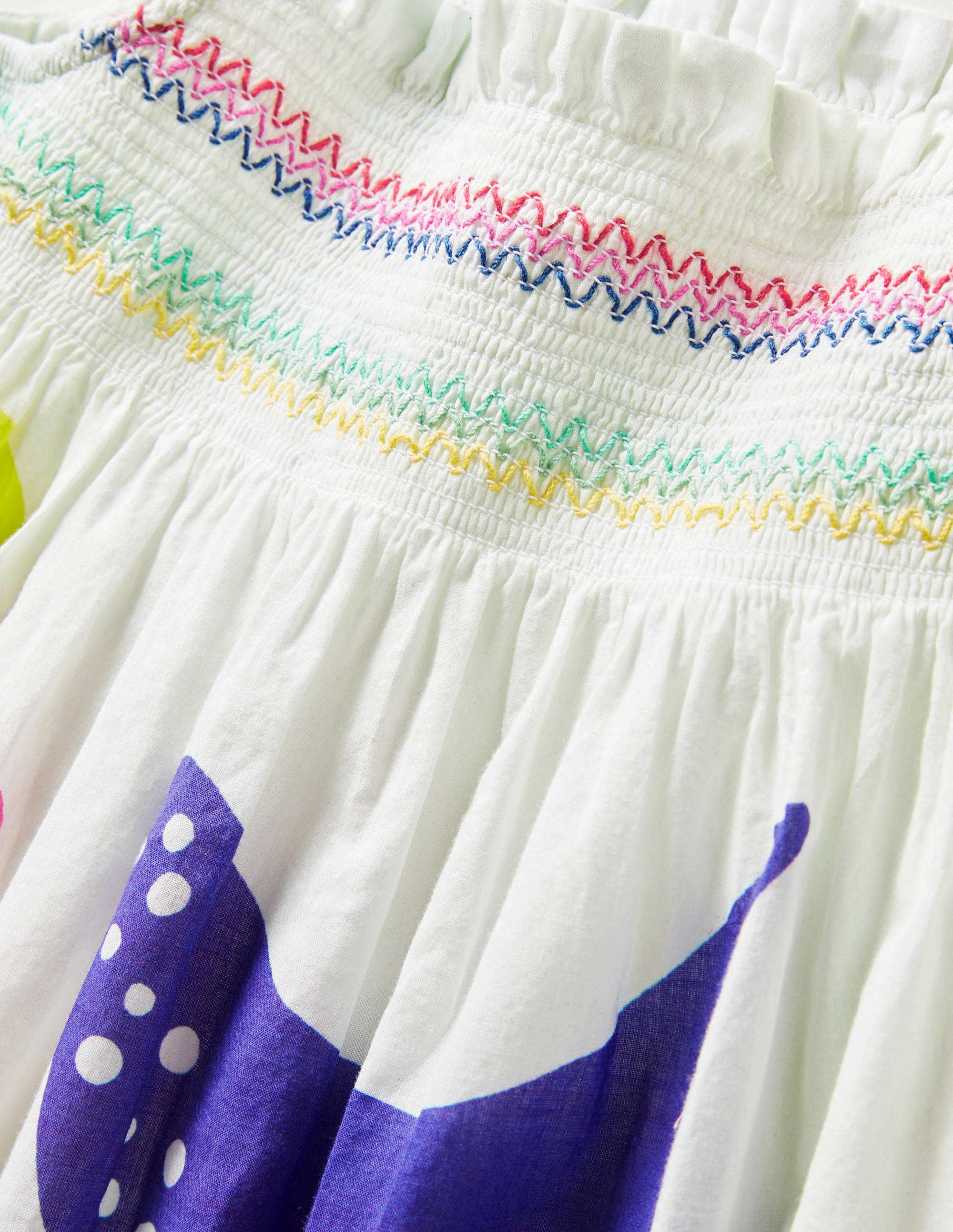 Smocked Sun Dress-Ivory Sealife - Image 3
