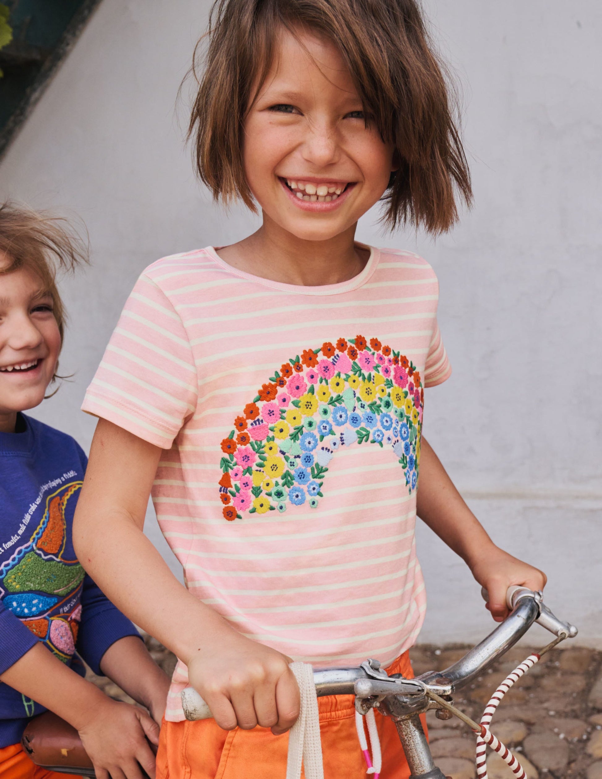 Stripy Logo T-Shirt-Boto Pink/Ivory Rainbow-4