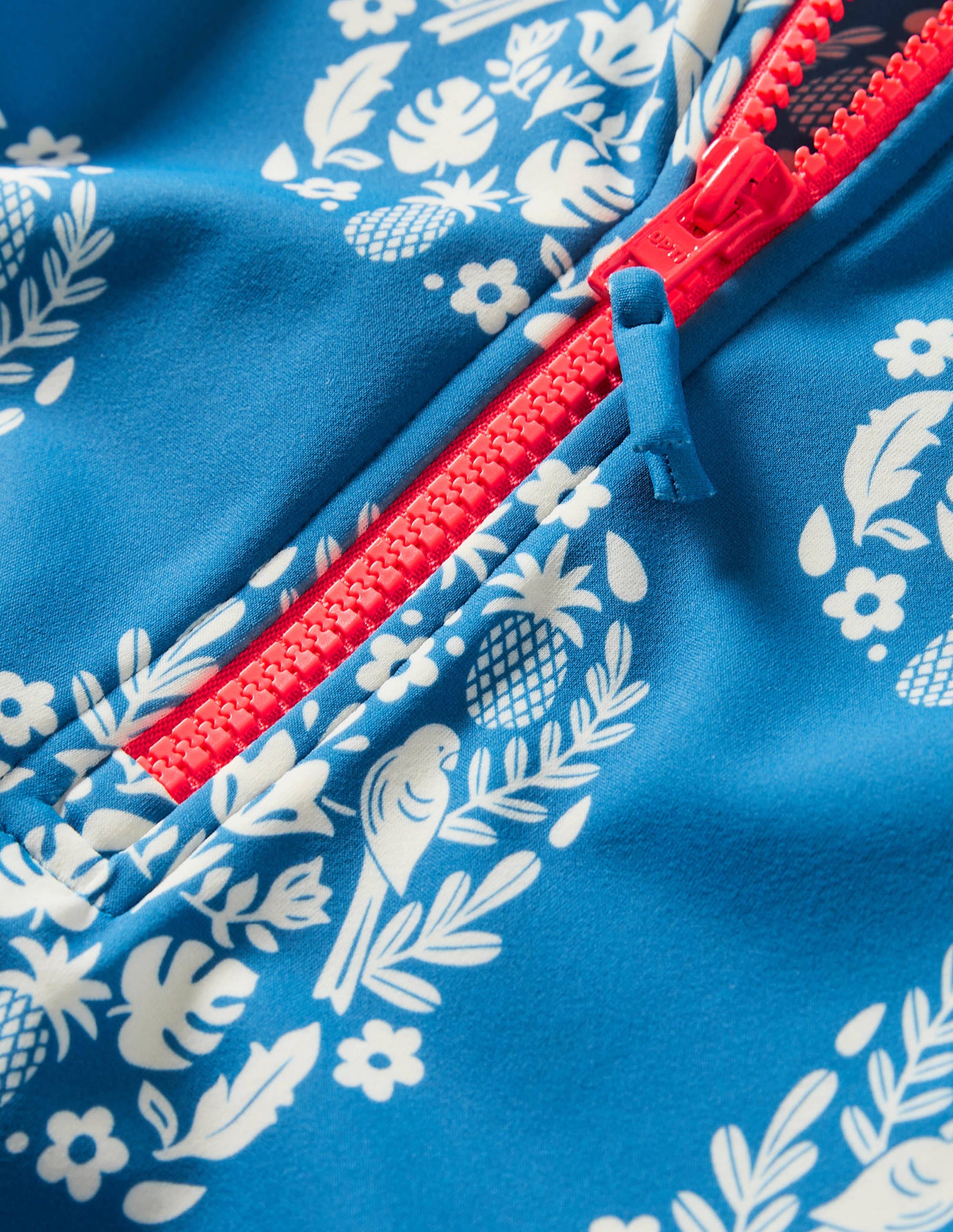 Long-sleeved Swimsuit-Marina Blue Tropical Woodblock - Image 3