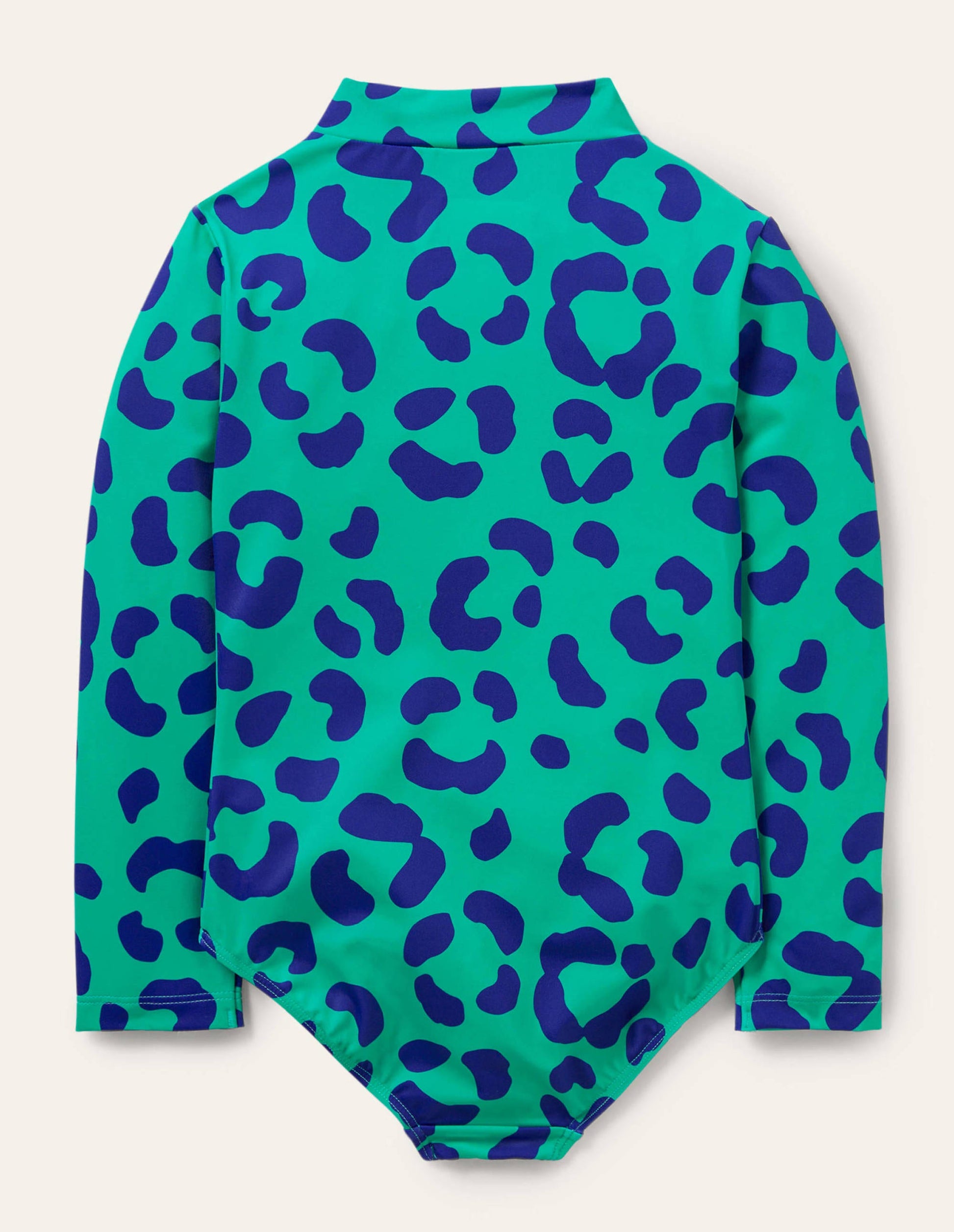 Long-sleeved Swimsuit-Tropical Green Leopard Print-2