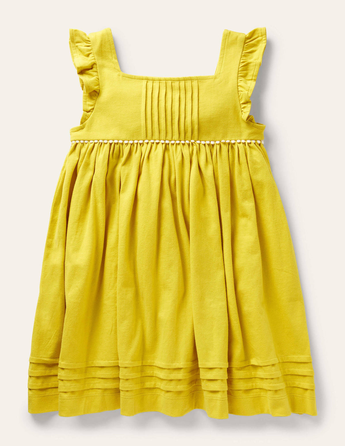 Frill Sleeve Jersey Dress-Daffodil Yellow-1