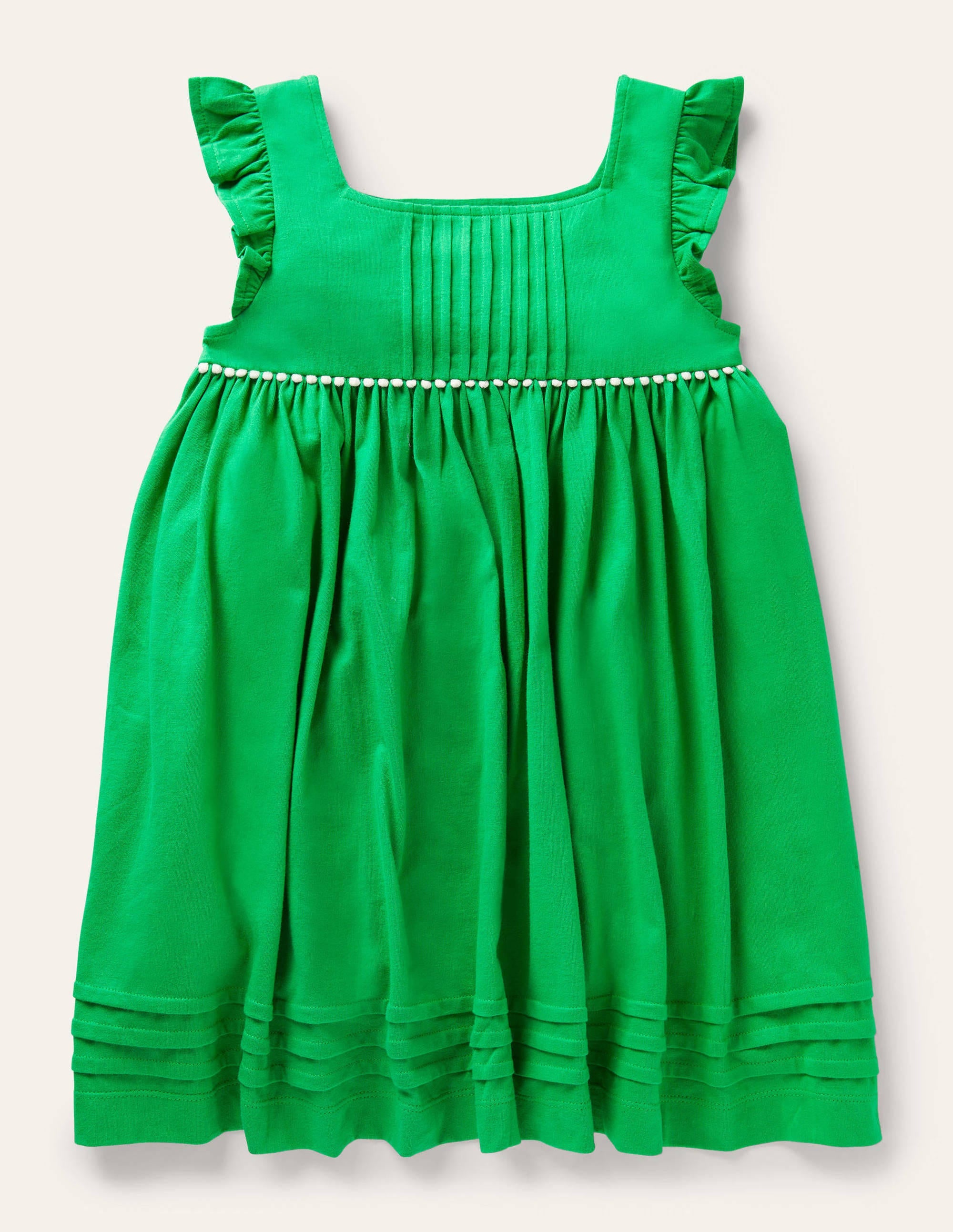 Frill Sleeve Jersey Dress-Green Pepper - Image 1
