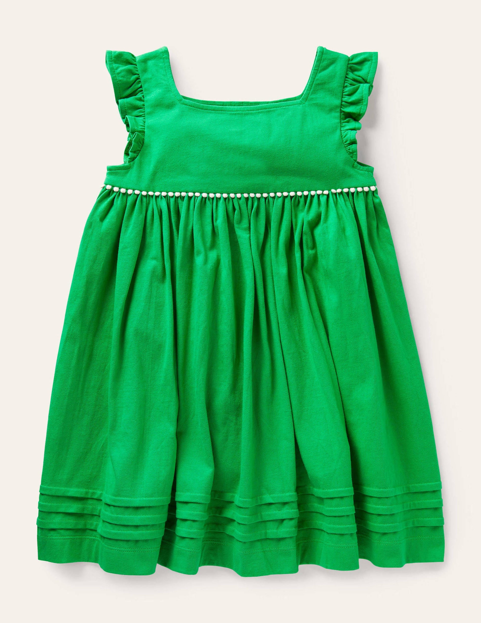Frill Sleeve Jersey Dress-Green Pepper-2