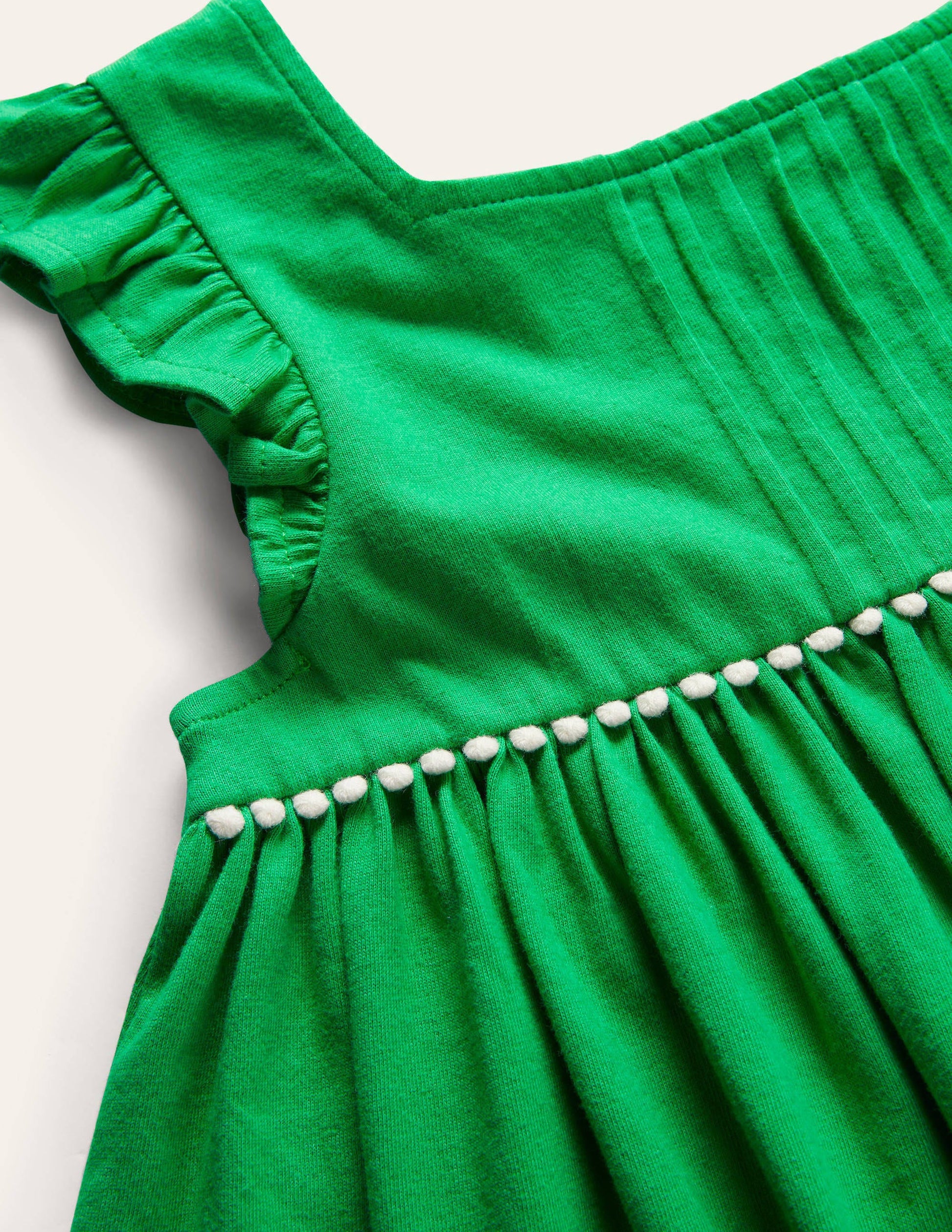 Frill Sleeve Jersey Dress-Green Pepper-3