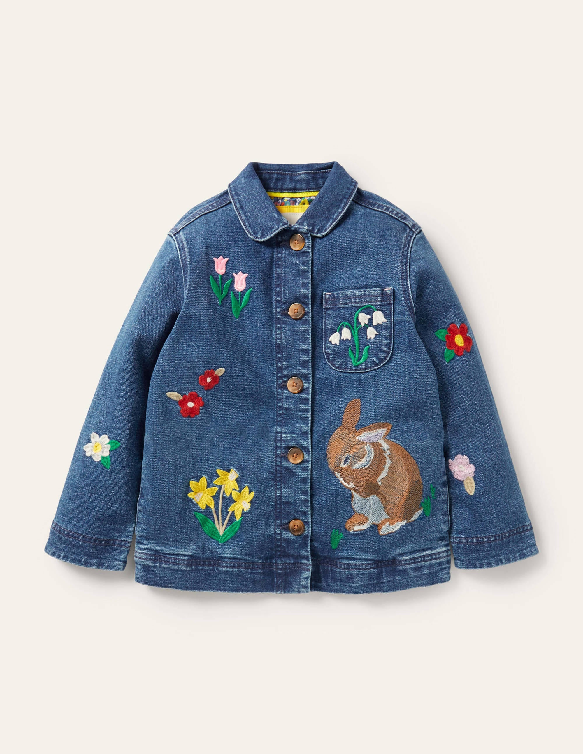 Embroidered Denim Jacket-Mid Vintage Bunnies - Image 1