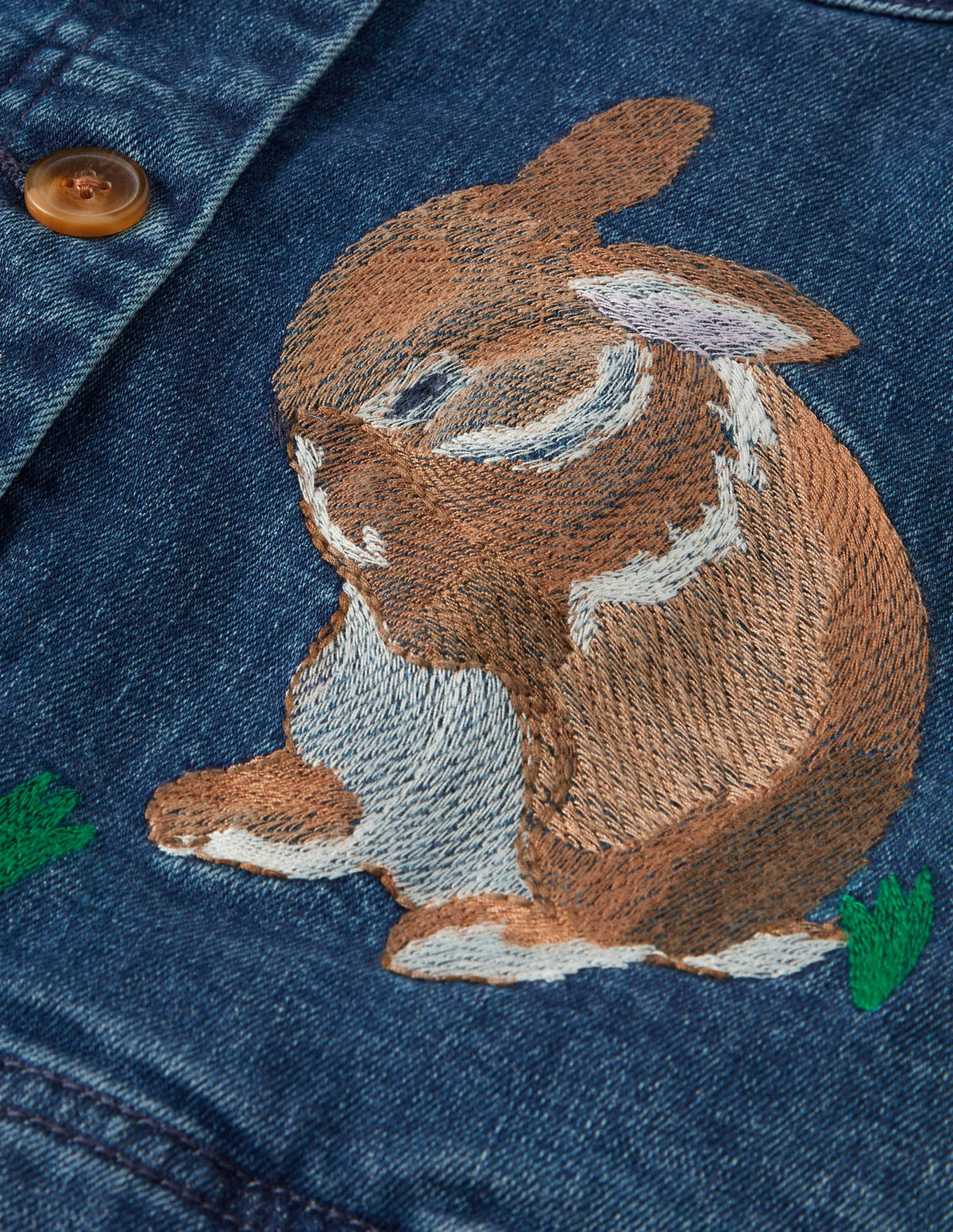 Embroidered Denim Jacket-Mid Vintage Bunnies - Image 3