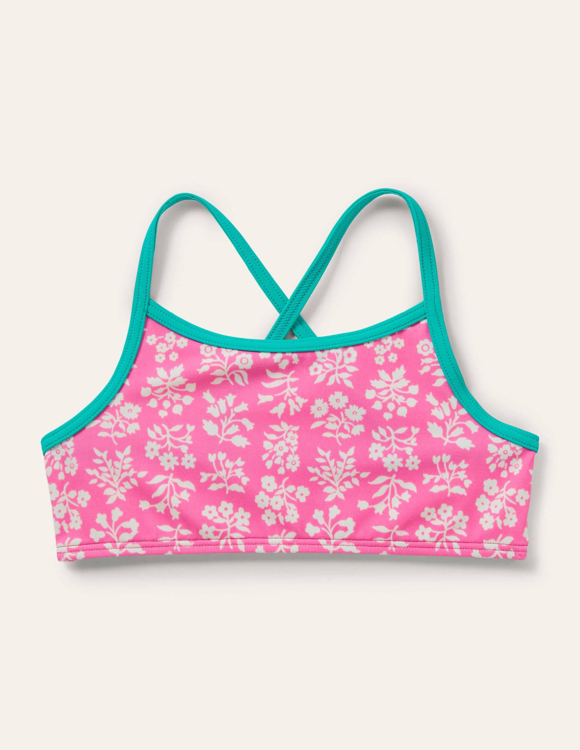 Patterned Bikini Top-Strawberry Pink Woodblock-1