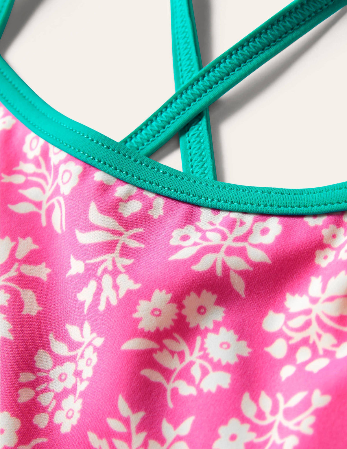 Patterned Bikini Top-Strawberry Pink Woodblock - Image 3