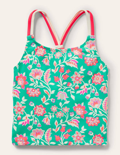 Patterned Tankini Top-Tropical Green Paisley