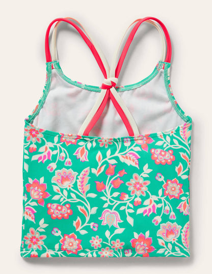 Patterned Tankini Top-Tropical Green Paisley