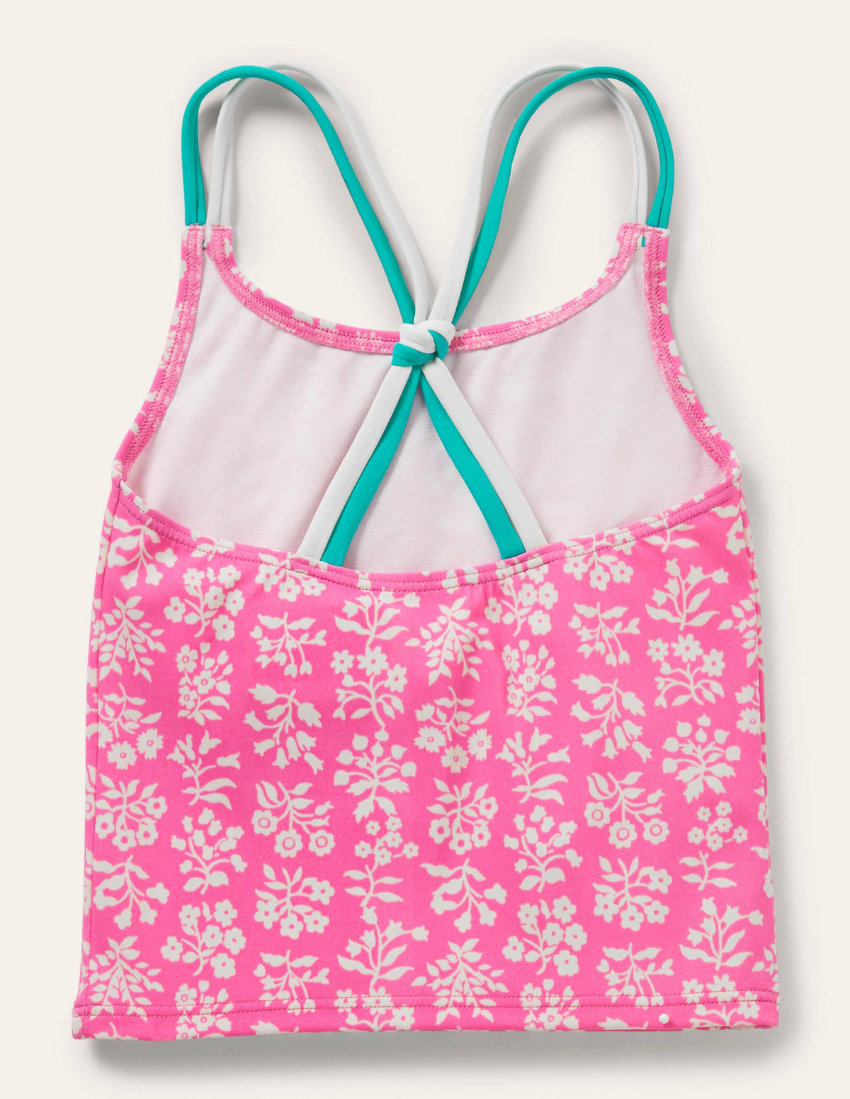 Patterned Tankini Top-Strawberry Pink Woodblock - Image 2
