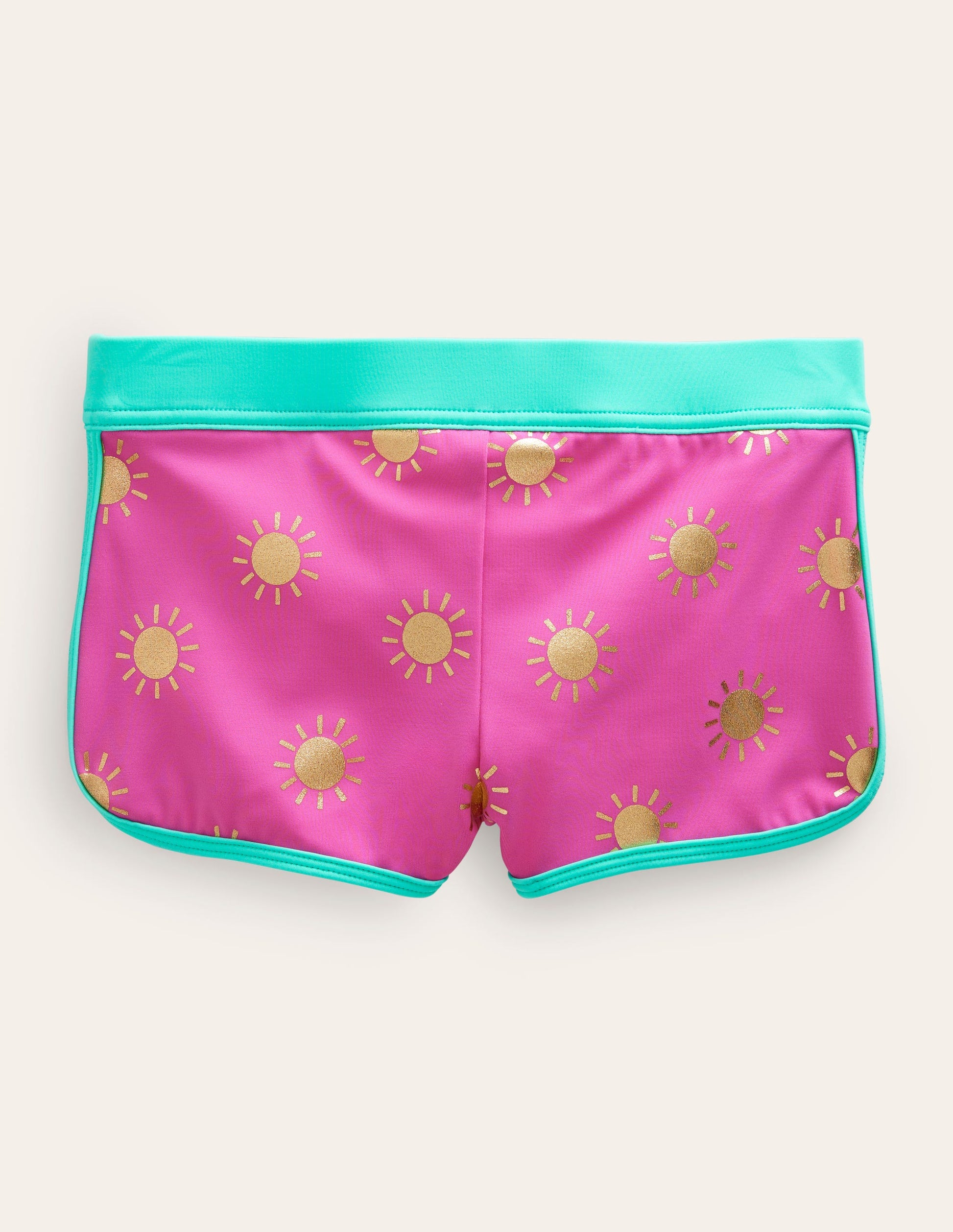 Patterned Swim Shorts-Strawberry Pink Woodblock-2