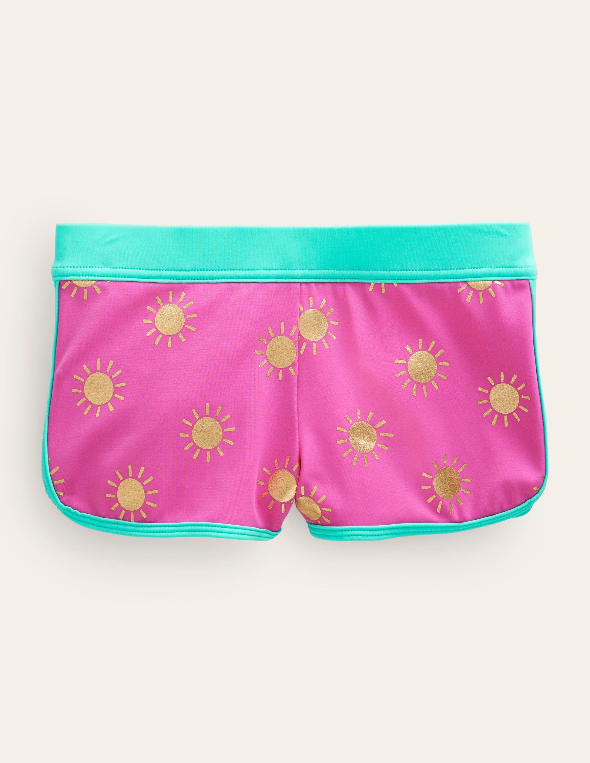 Patterned Swim Shorts-Strawberry Pink Woodblock-1