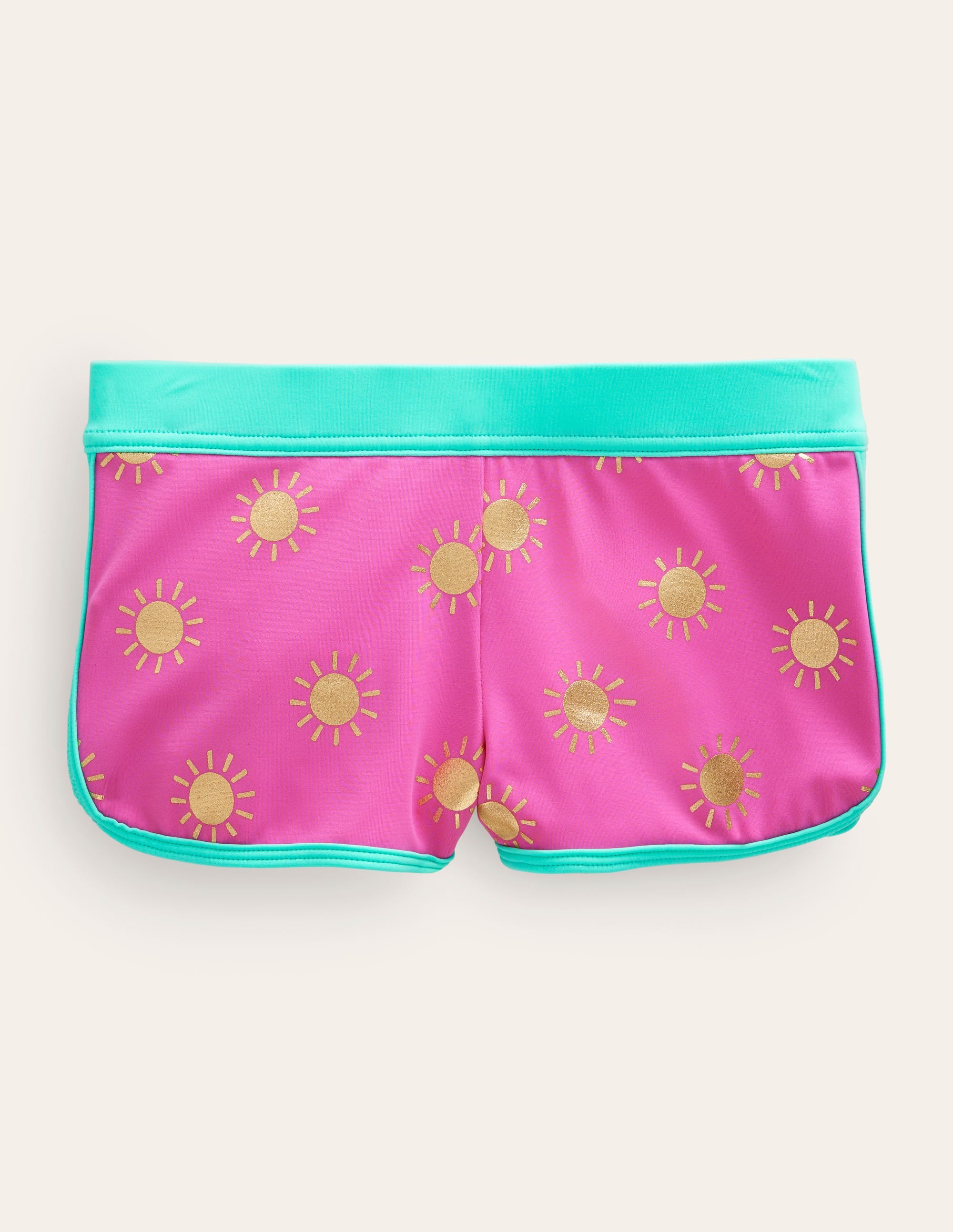 Patterned Swim Shorts-Strawberry Pink Woodblock - Image 1