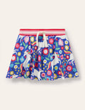 Printed Jersey Skort-Bluebell Blue Unicorn Floral