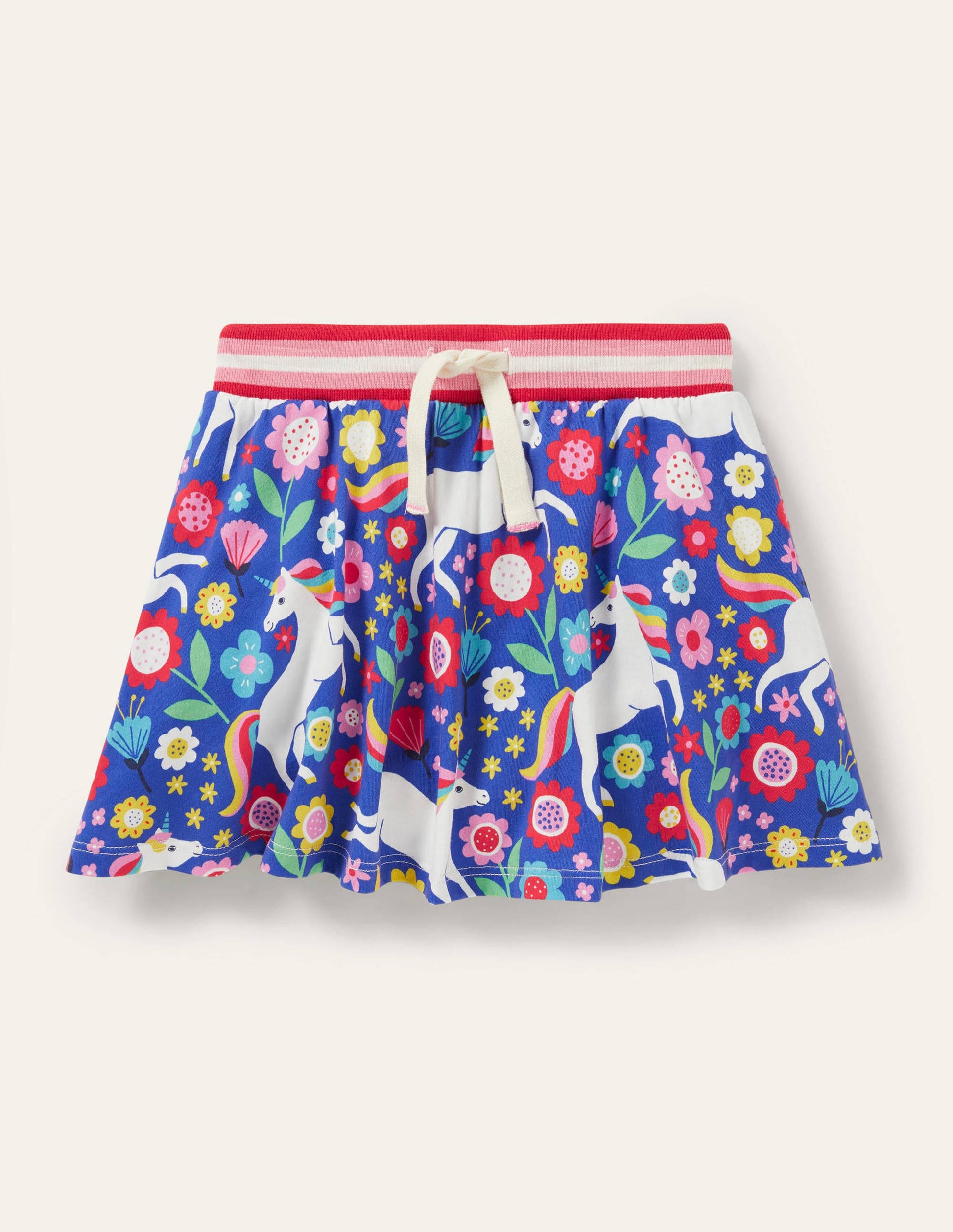 Printed Jersey Skort-Bluebell Blue Unicorn Floral-1