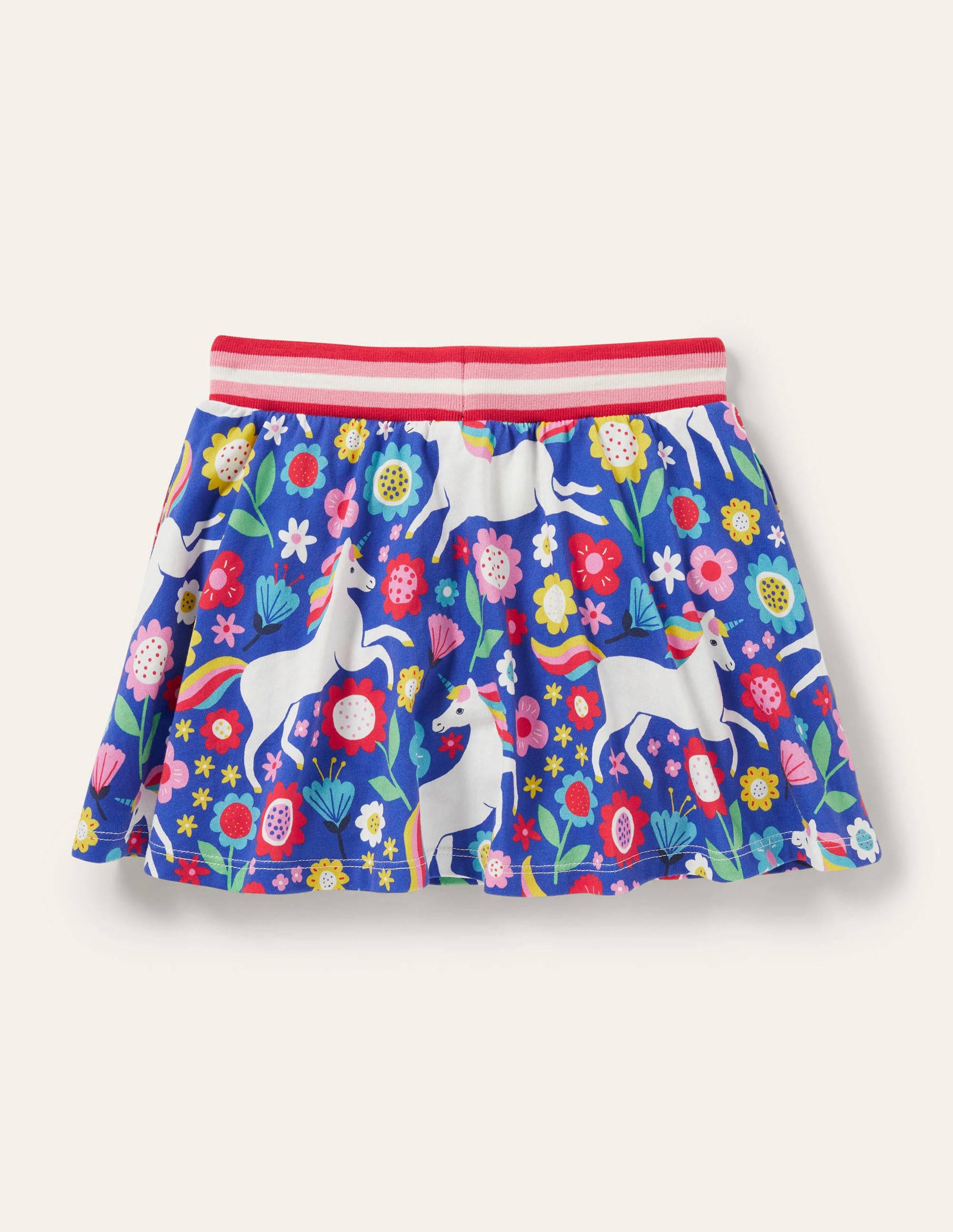 Printed Jersey Skort-Bluebell Blue Unicorn Floral-2