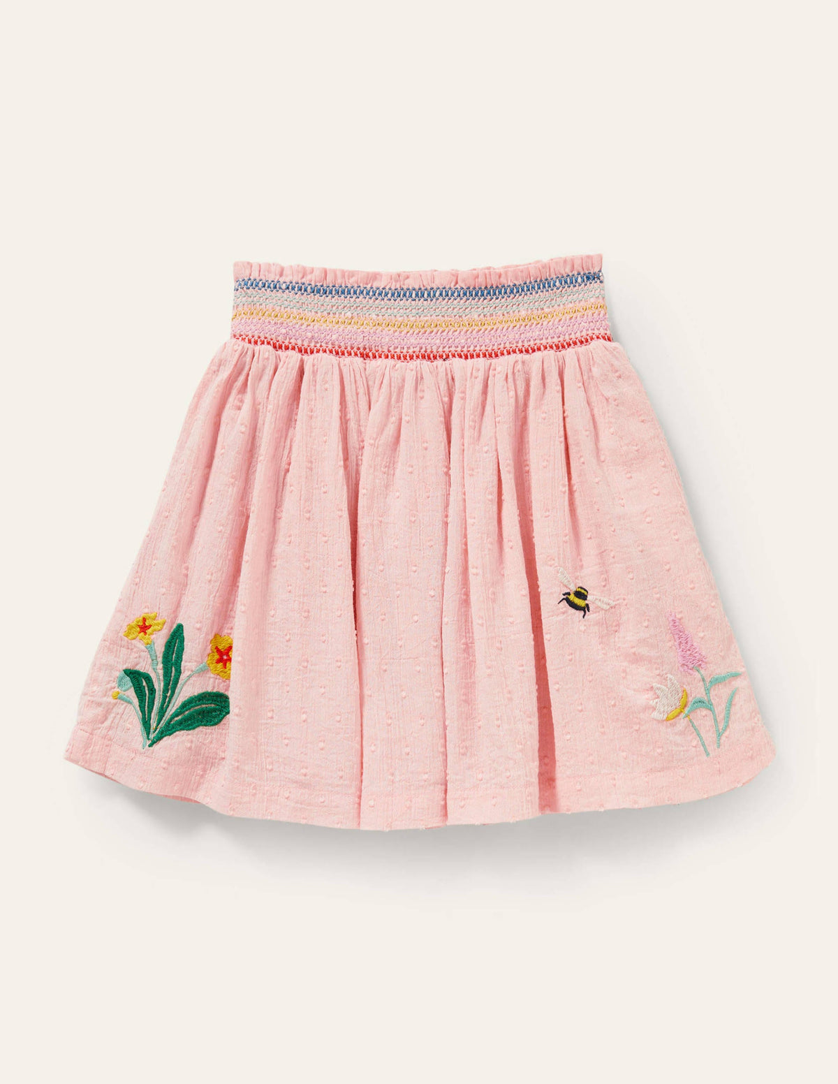 Smock Embroidered Skirt-Provence Dusty Pink Flowers-2