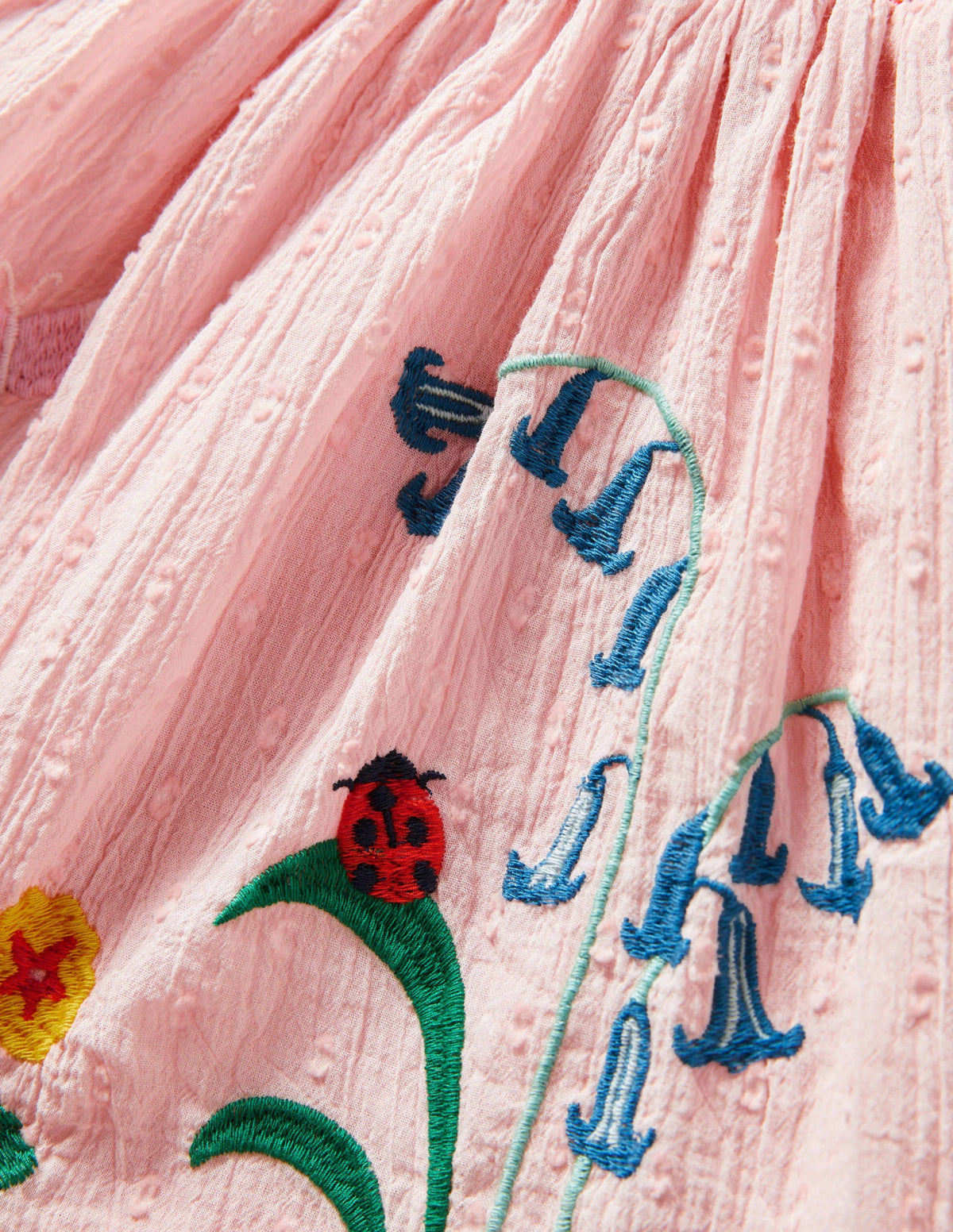 Smock Embroidered Skirt-Provence Dusty Pink Flowers - Image 3