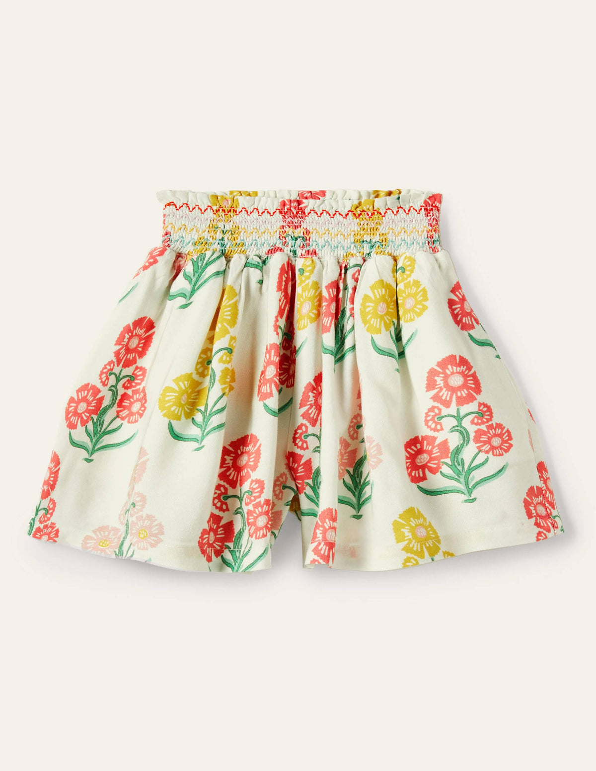 Shirred Waist Culotte Pants-Molly Mahon Floral-1