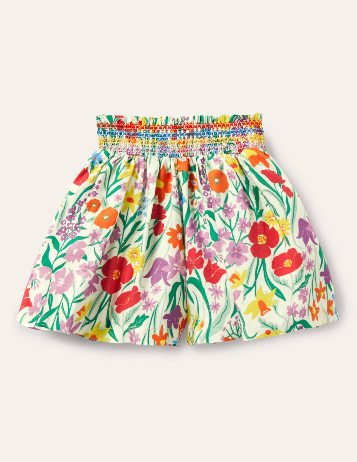 Shirred Waist Culotte Pants-Multi Spring Meadow - Image 1