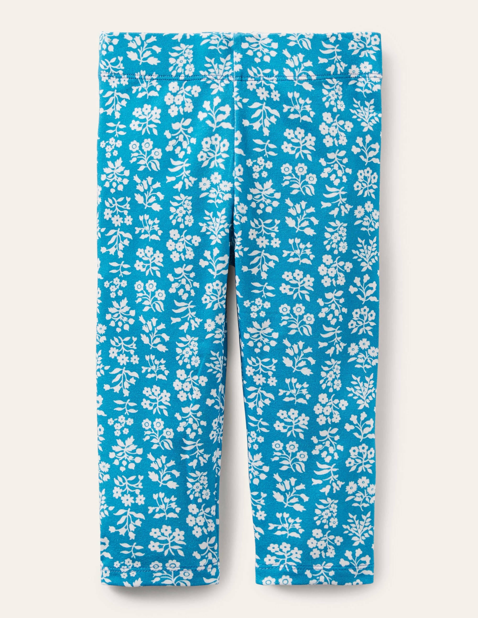 Fun Cropped Leggings-Bahama Blue Woodblock - Image 1
