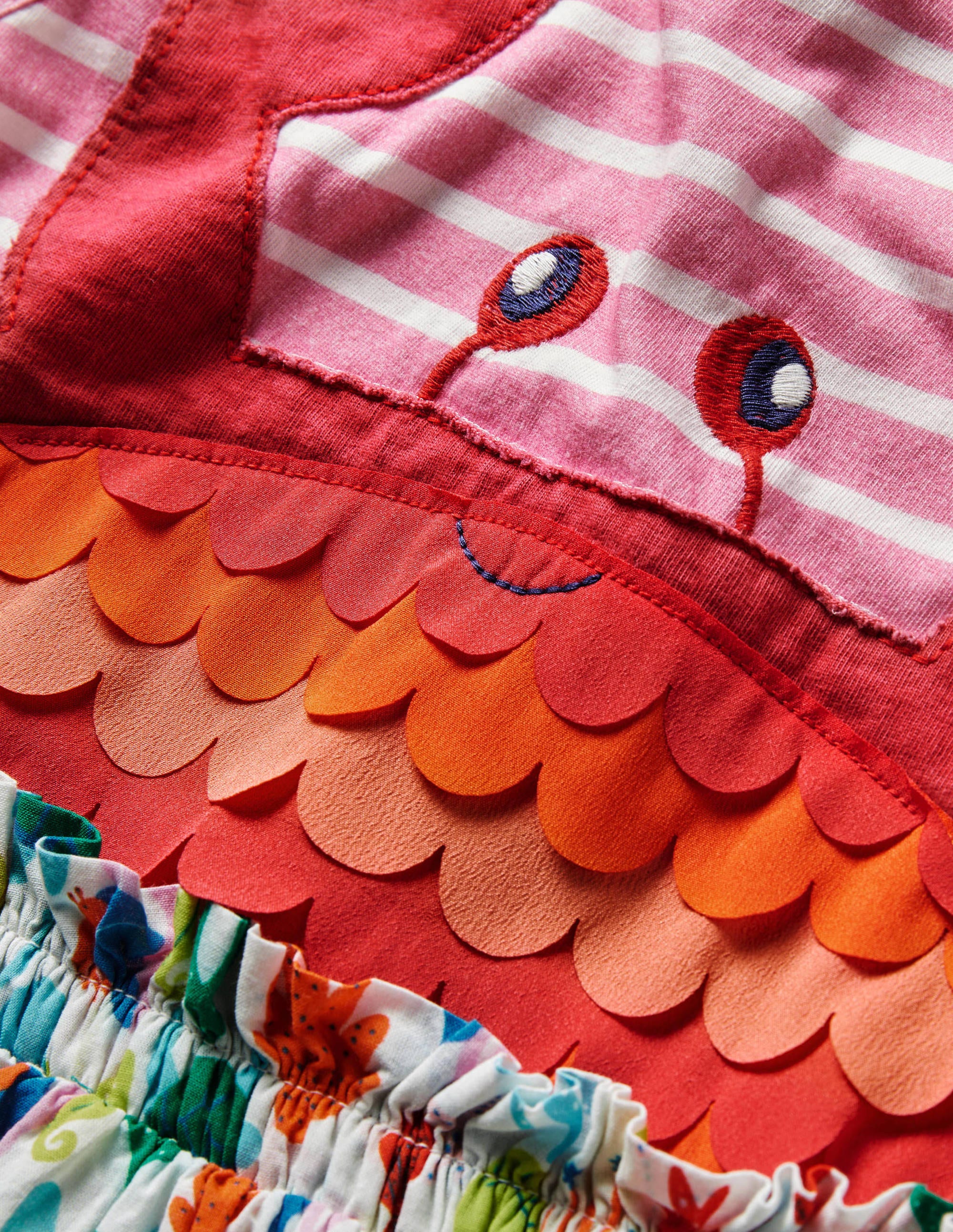 Appliqué Woven Mix Dress-Boto Pink/Ivory Crab - Image 3