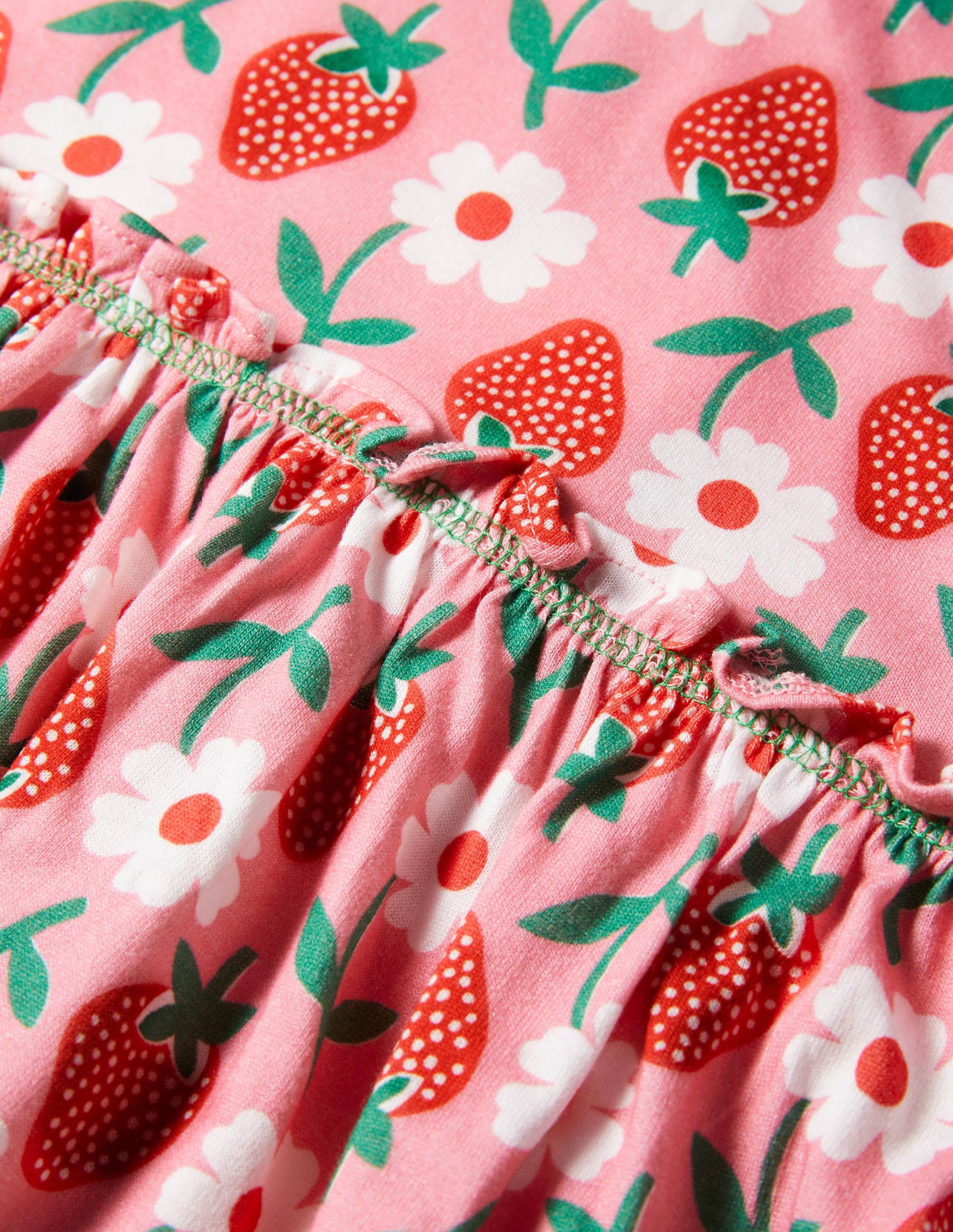 Frill Detail Jersey Dress-Pink Lemonade Strawberry Stamp - Image 3
