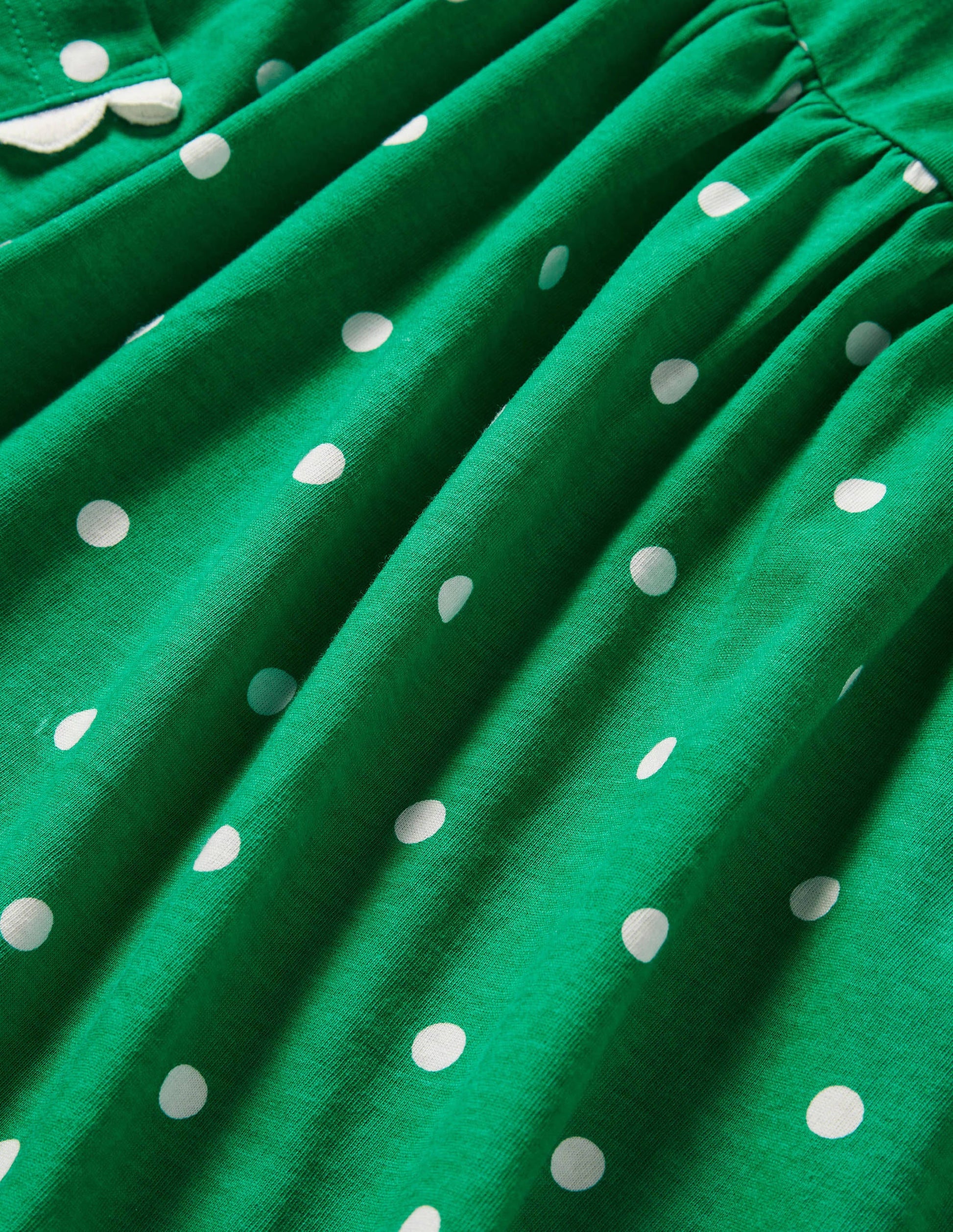 Trim Detail Jersey Dress-Green and Ivory Polka Dot-3