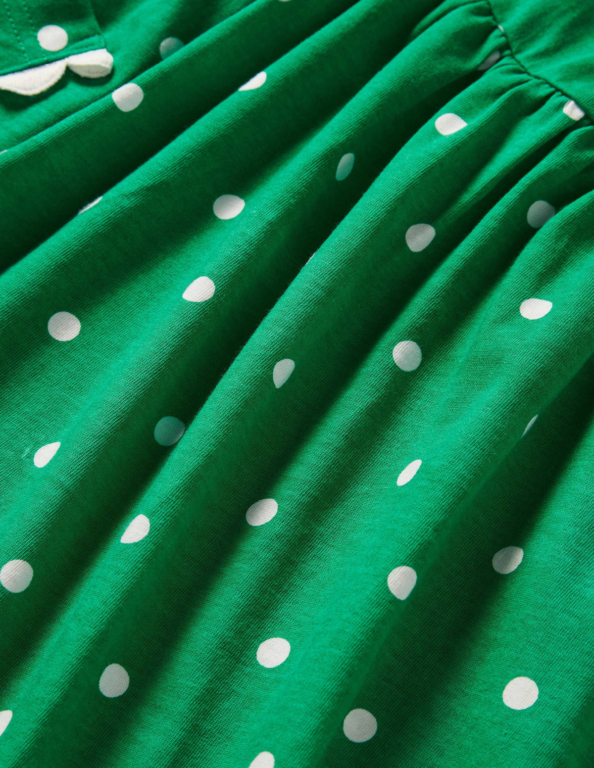 Trim Detail Jersey Dress-Green and Ivory Polka Dot - Image 3