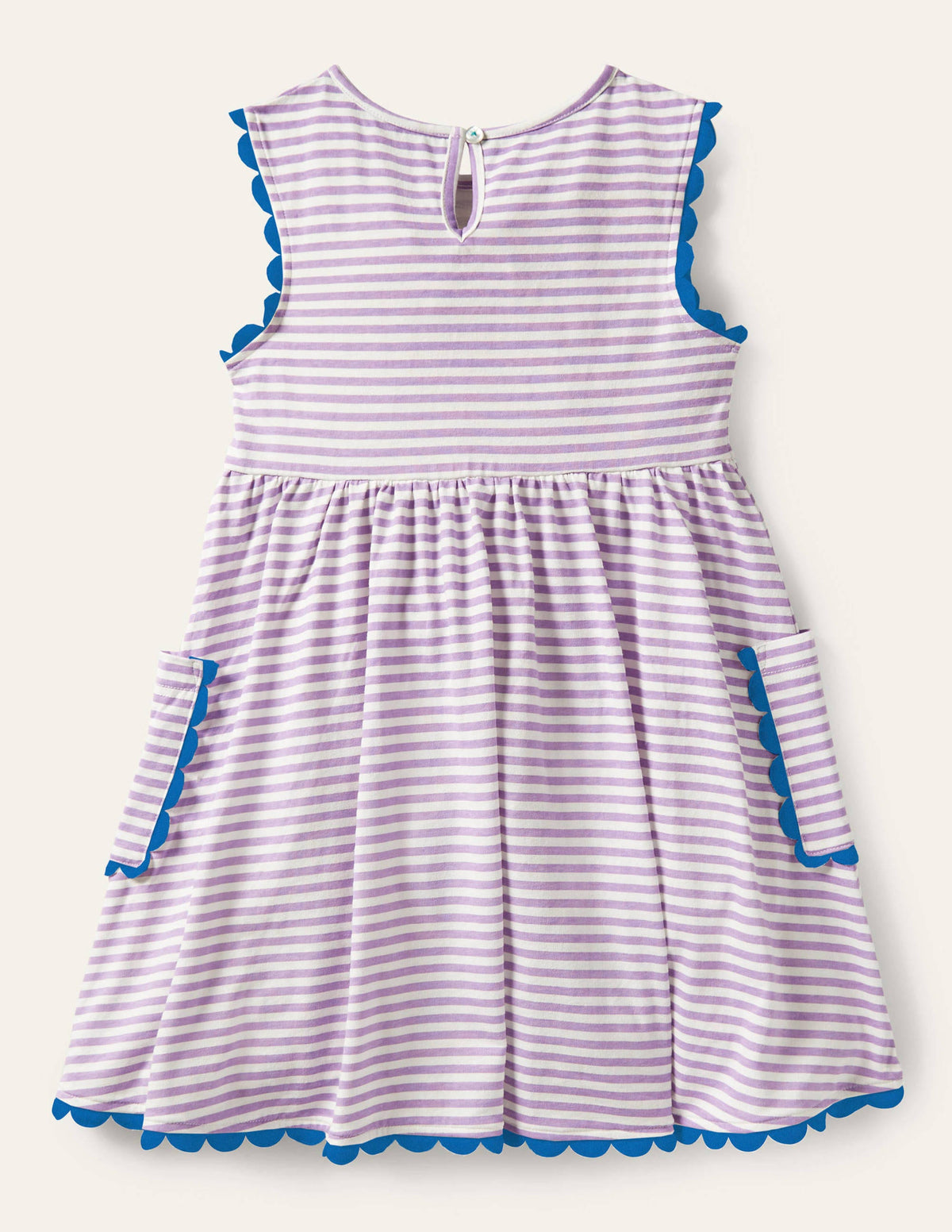 Trim Detail Jersey Dress-White / Cool Violet Purple-2