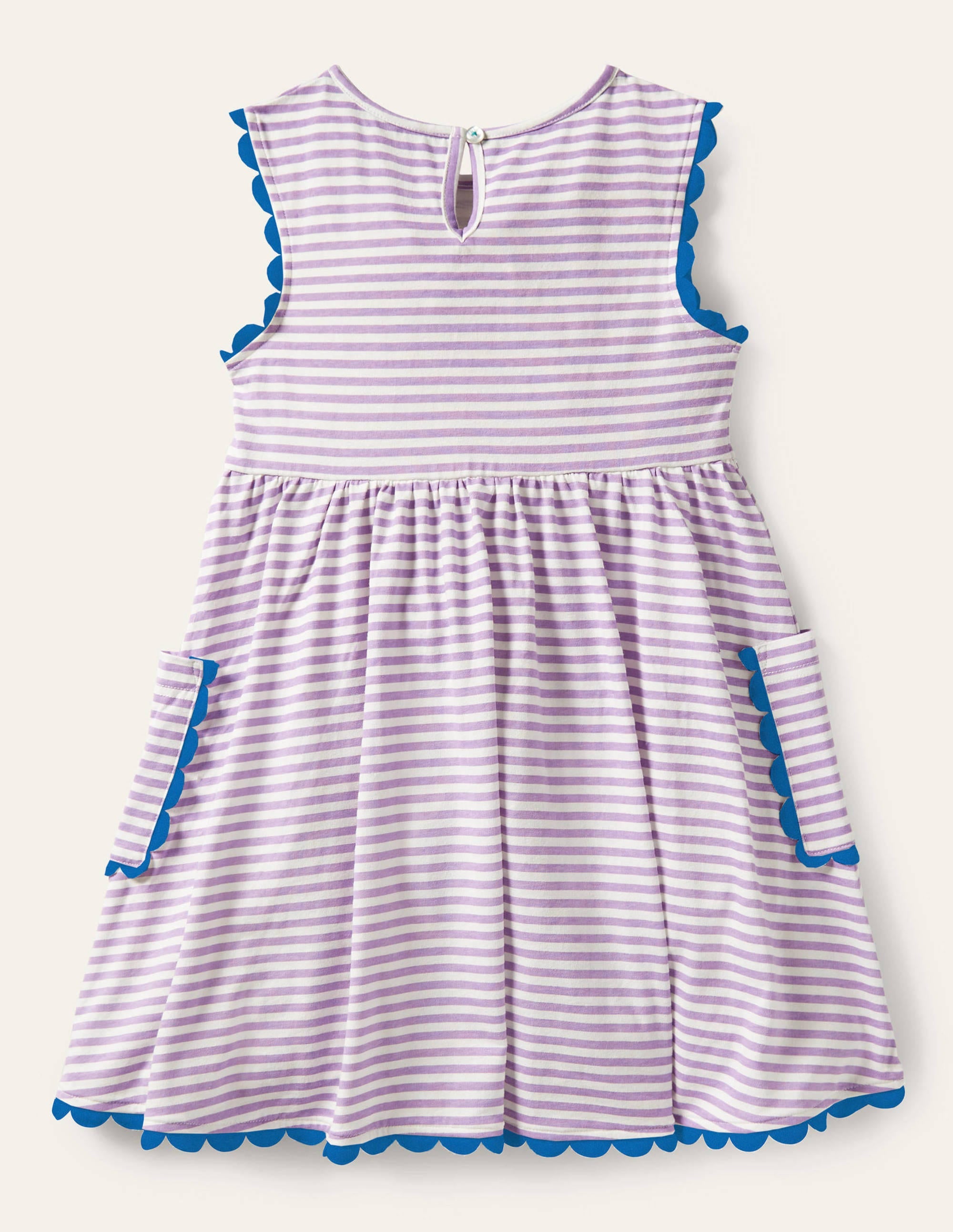 Trim Detail Jersey Dress-White / Cool Violet Purple - Image 2