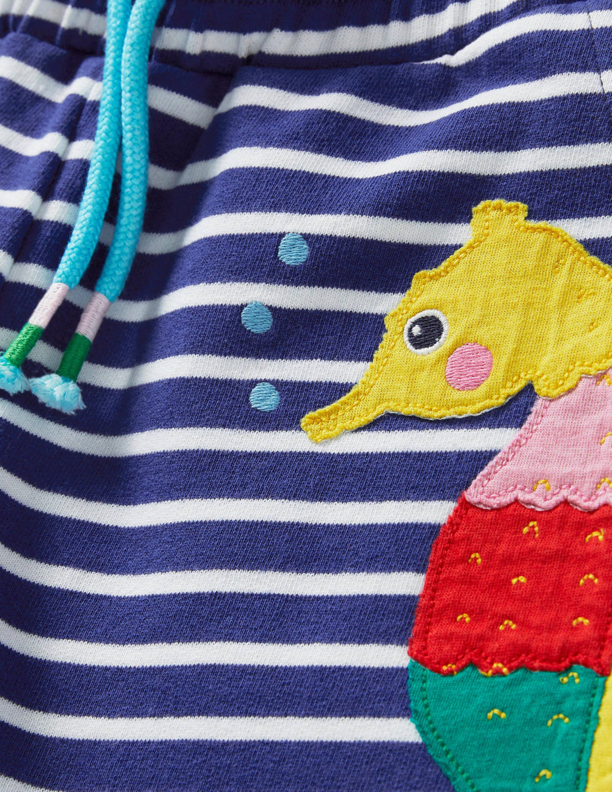 Jersey Appliqué Shorts-Blue Wave/Ivory Seahorse - Image 3