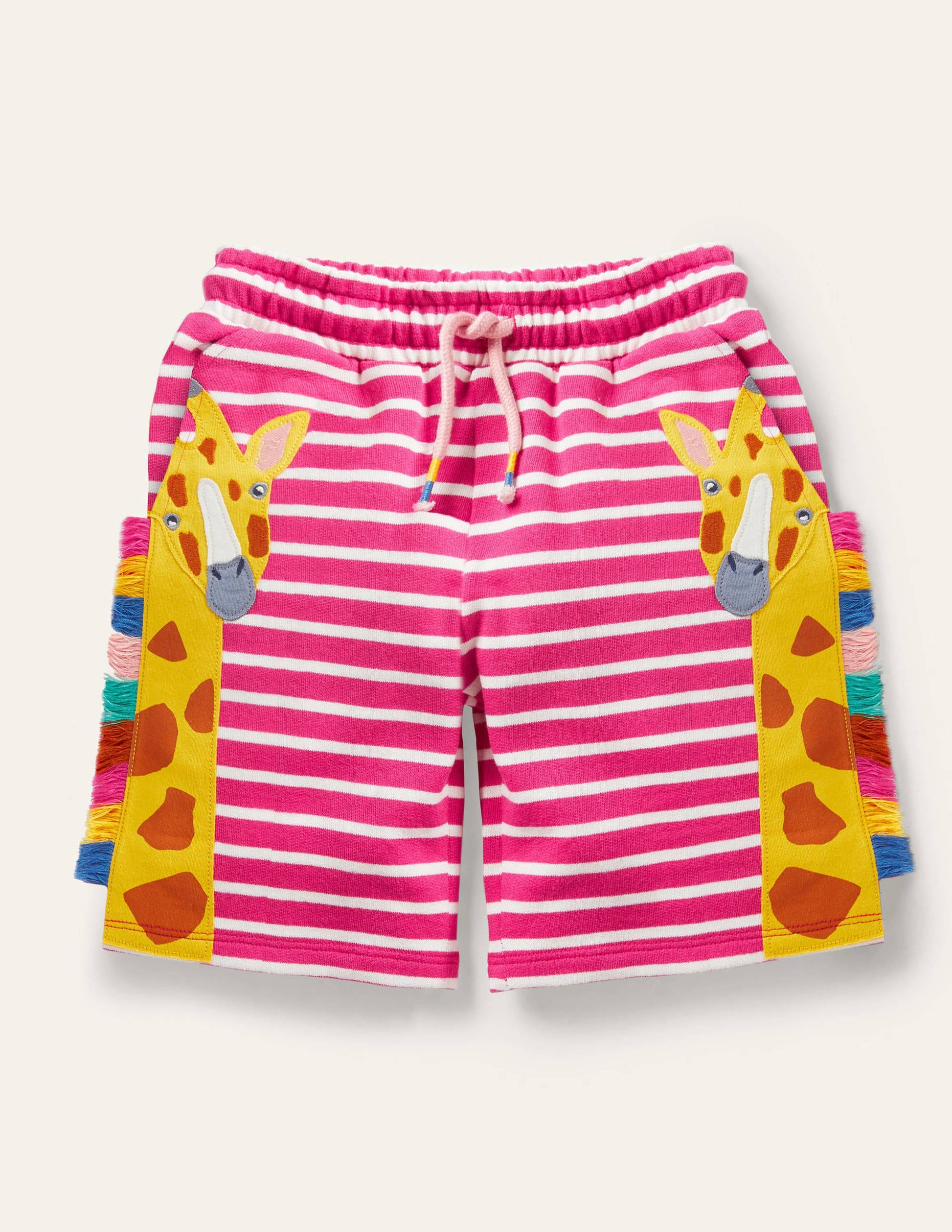 Jersey Appliqué Shorts-Tutti Fruity Pink Giraffe-1