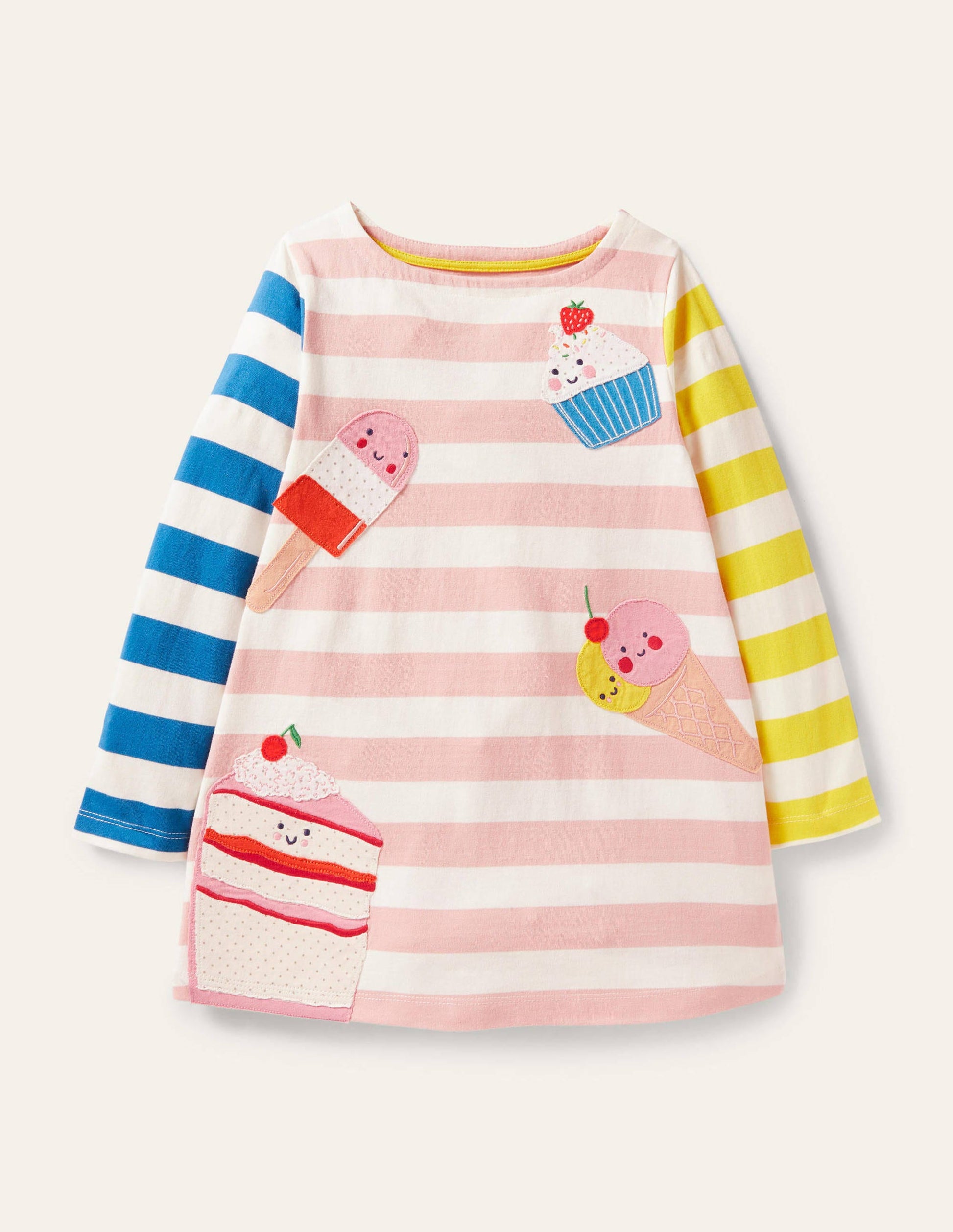 Long-sleeve Appliqué Tunic-Ivory/Boto Pink Cake-1