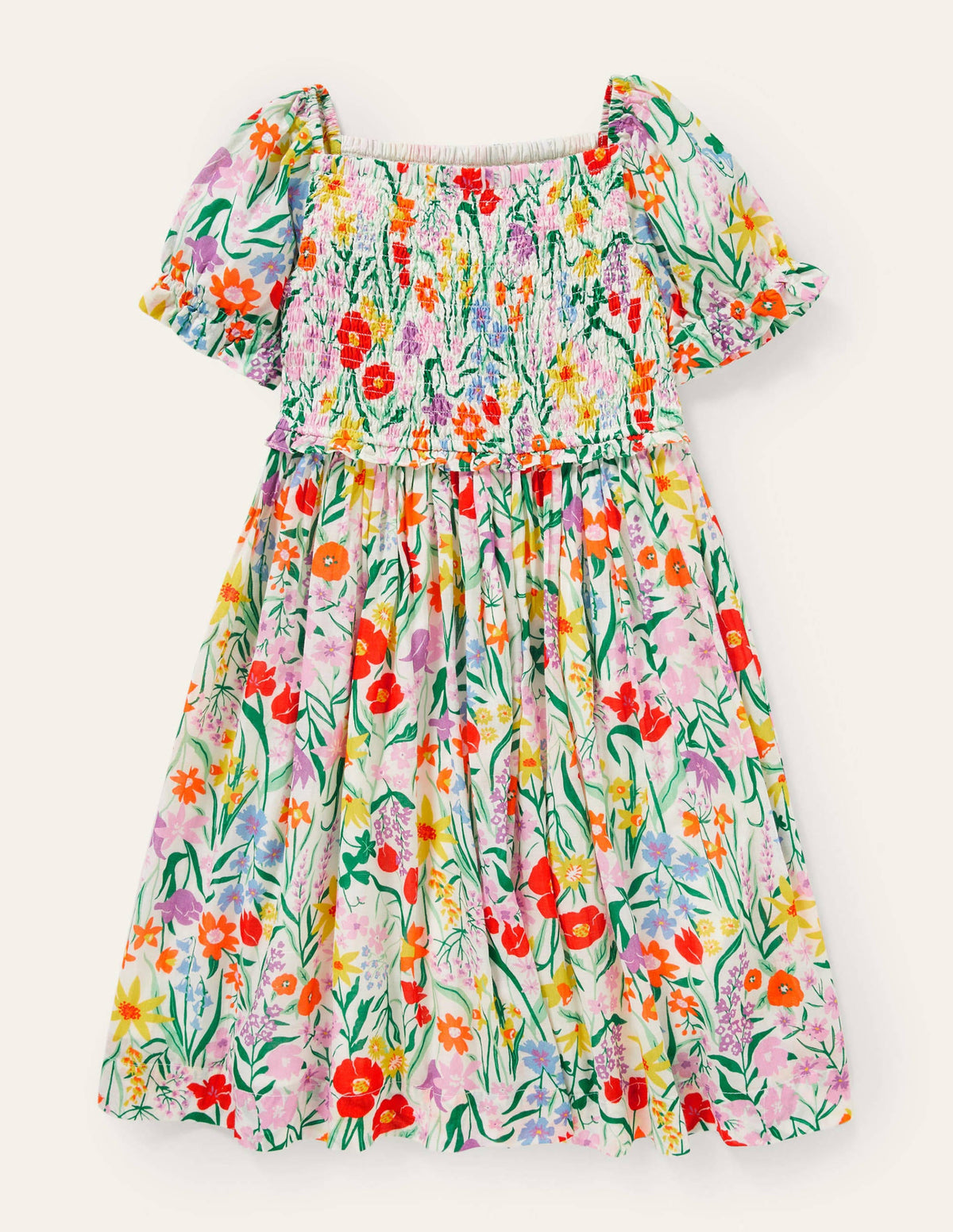 Floral Smocked Dress-Multi Spring Meadow - Image 1